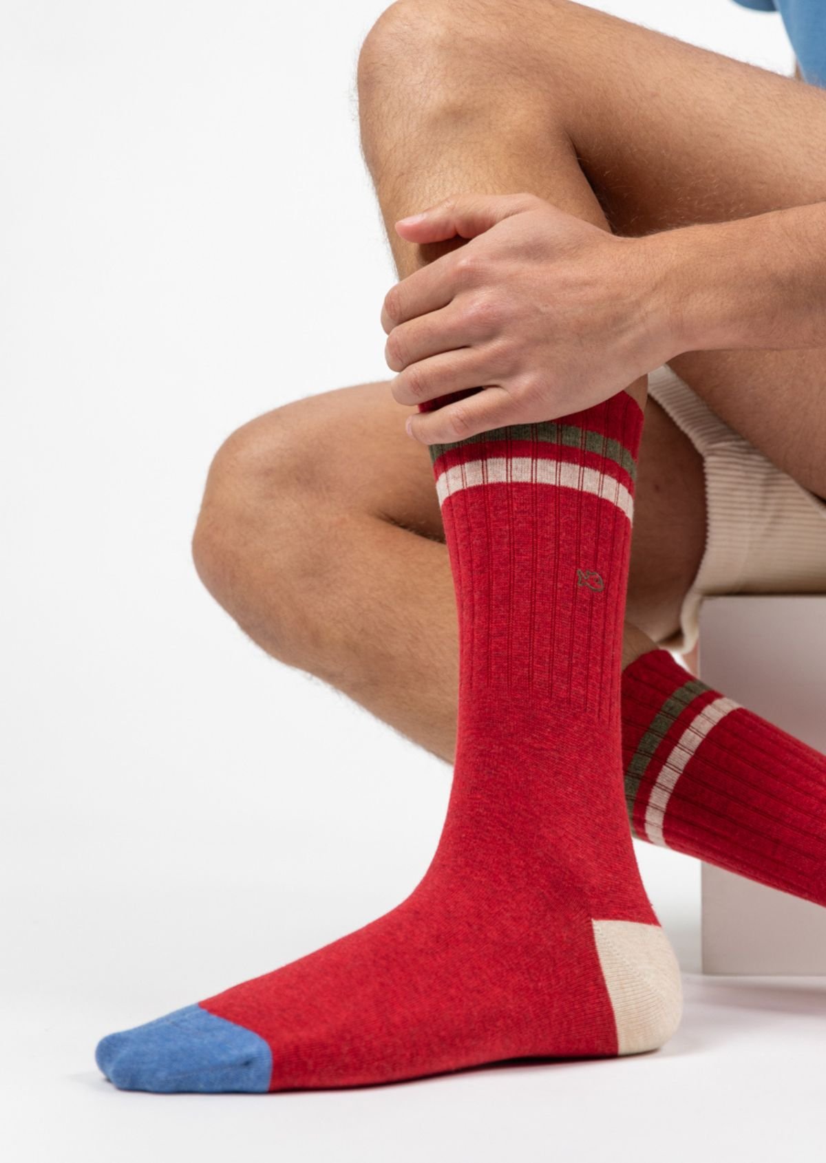 Chaussettes en coton peigné retro BILLYBELT Rouge