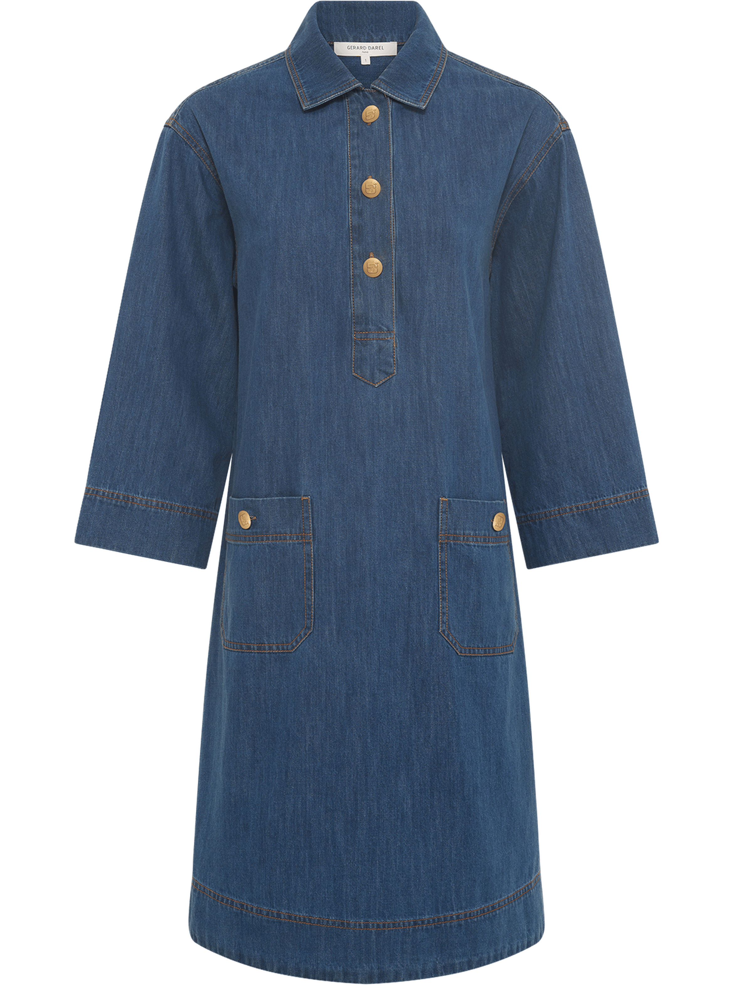 Robe droite en denim à boutons dorés - penelope GERARD DAREL Bleu