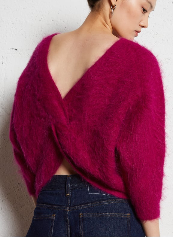 Pull col rond en alpaga mélangée fill Rose by BA&SH BA&SH Pull col rond en alpaga mélangée fill Rose