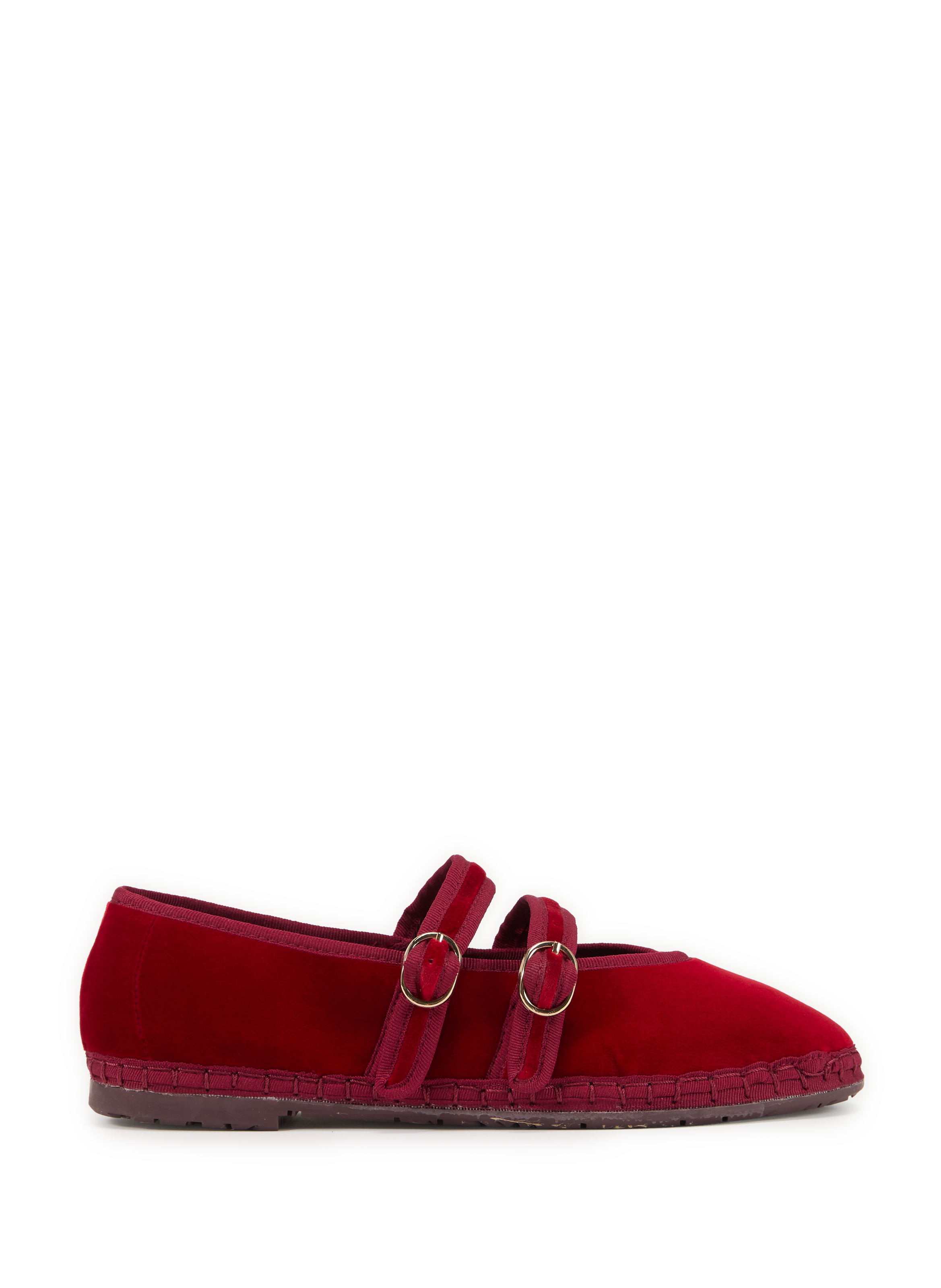 FLABELUS Double strap ballet flats in mixed cotton Red