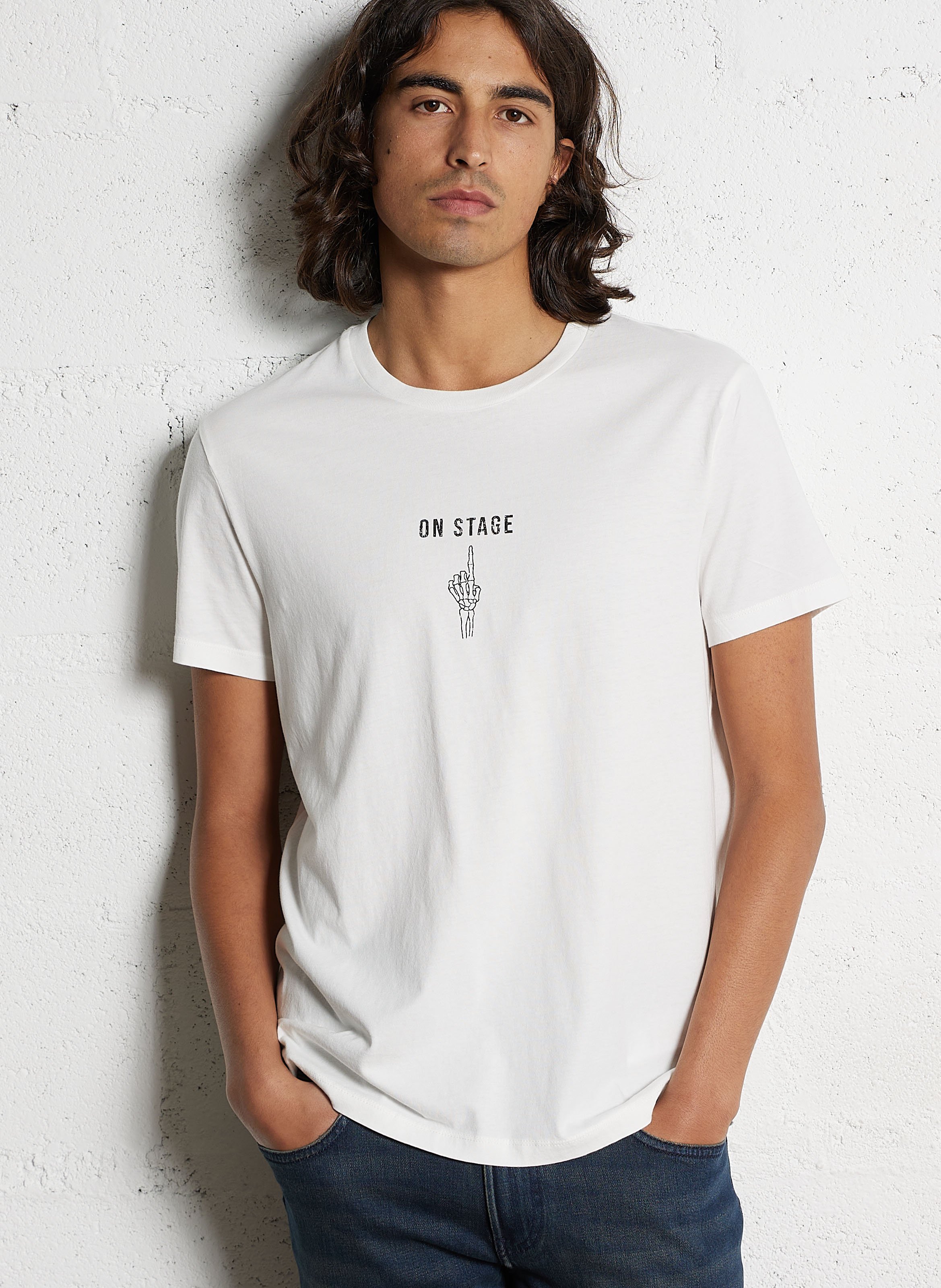 Tee-shirt droit en coton sérigraphié IKKS Blanc