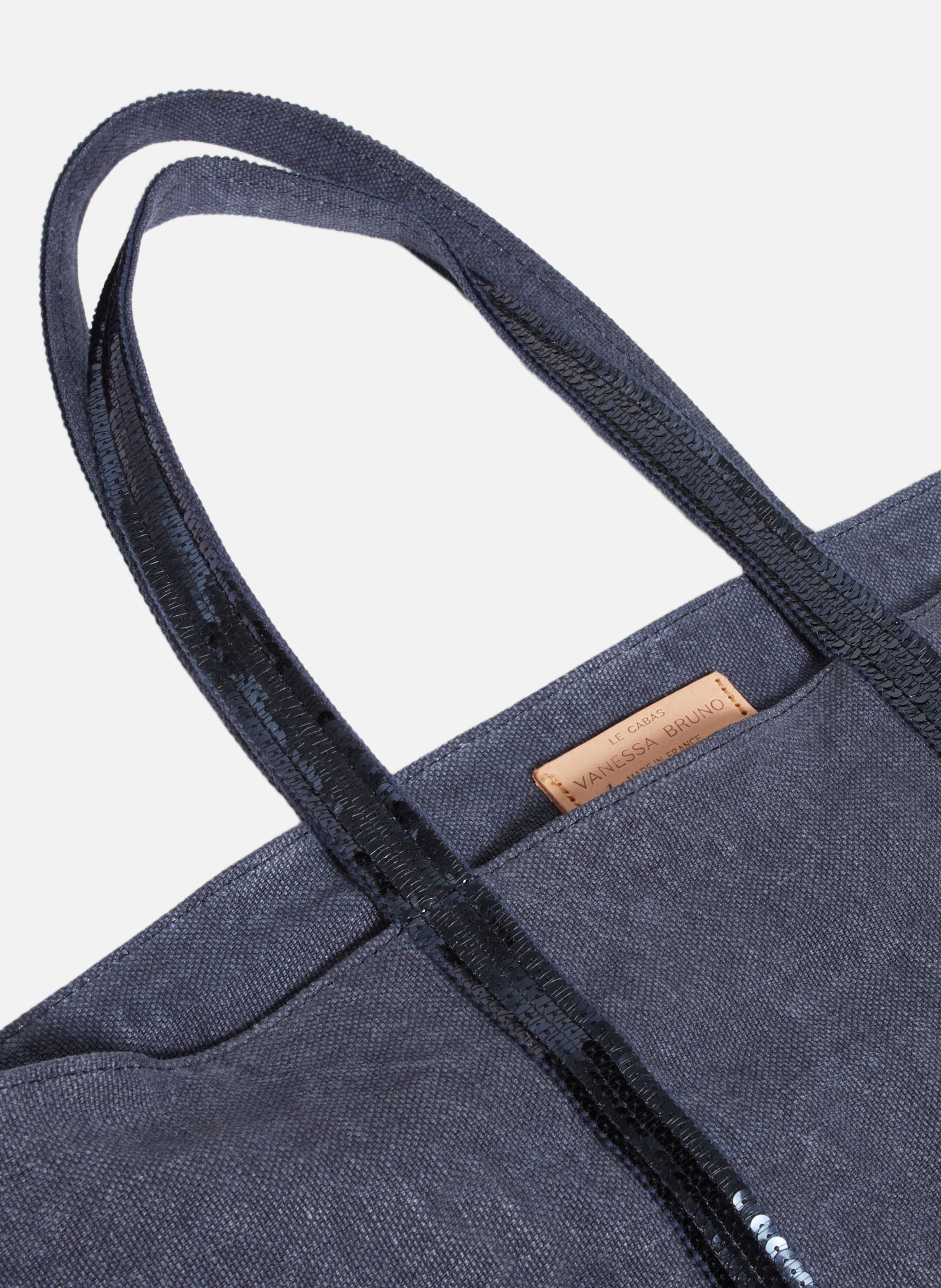 Cabas m zippé en lin Bleu