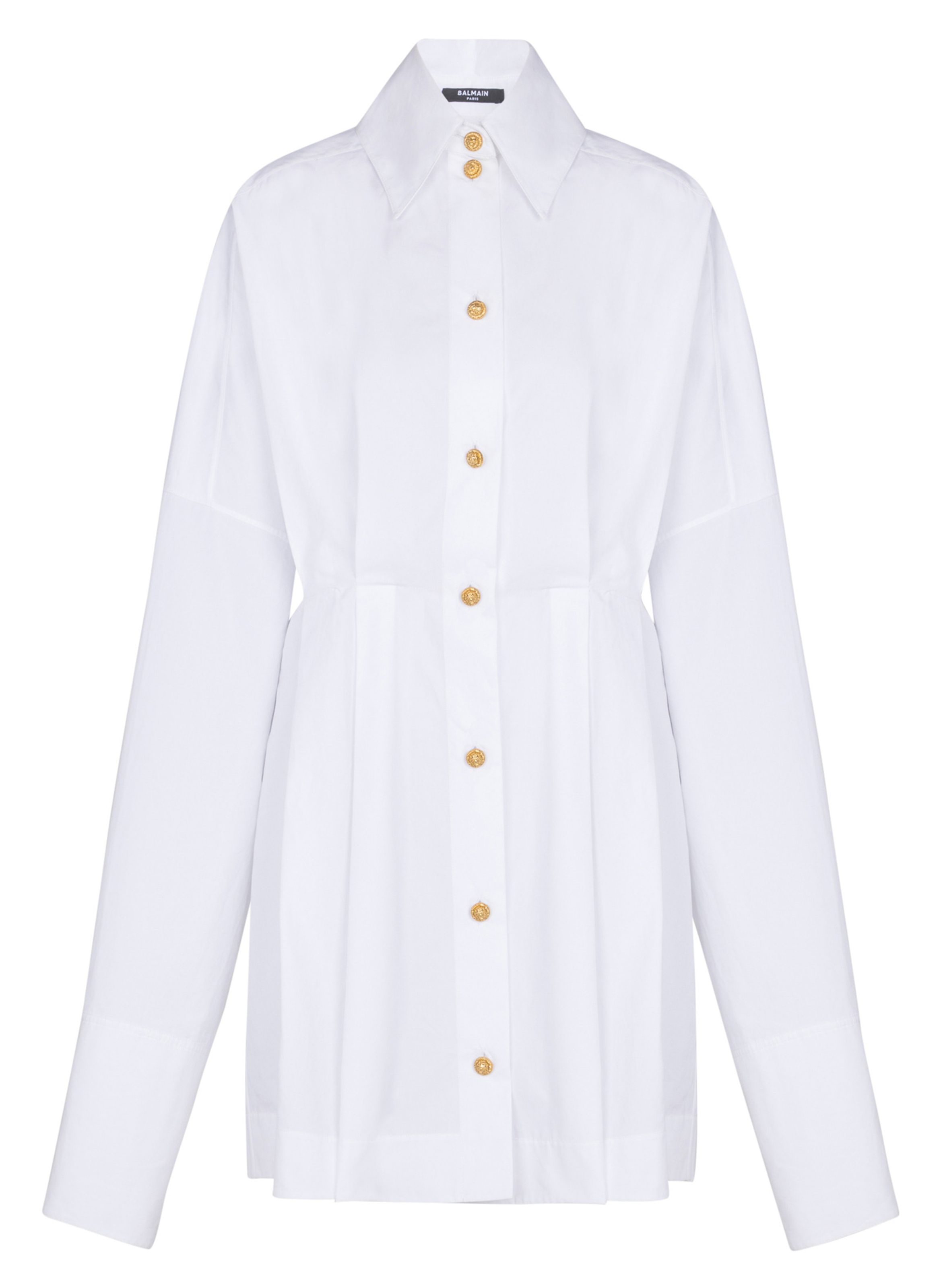 Robe-chemise en popeline BALMAIN Blanc