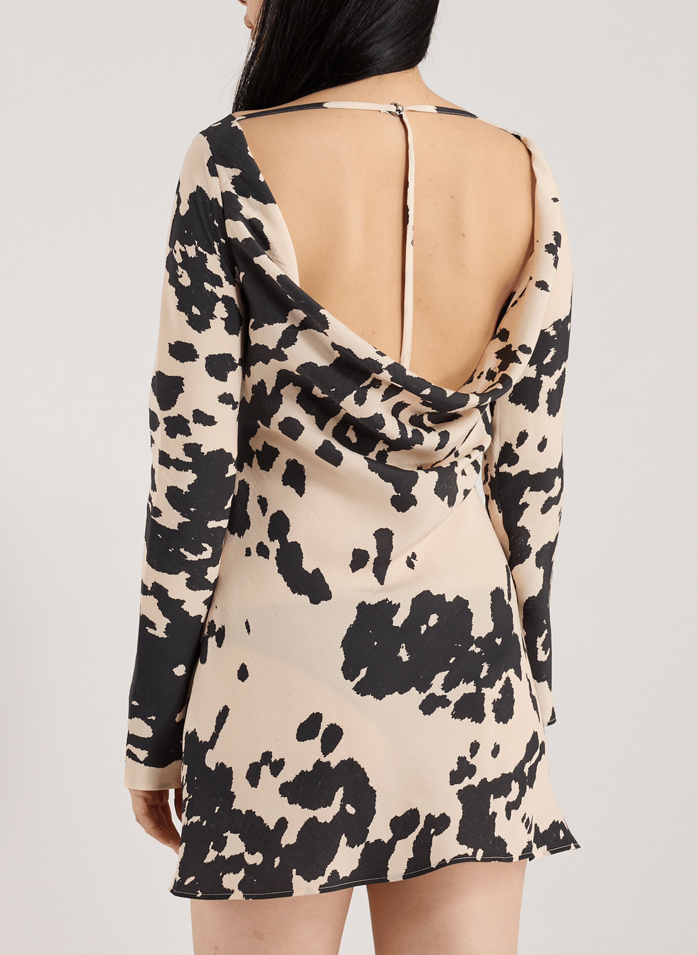 Robe courte imprimée à dos nu TOPSHOP Noir