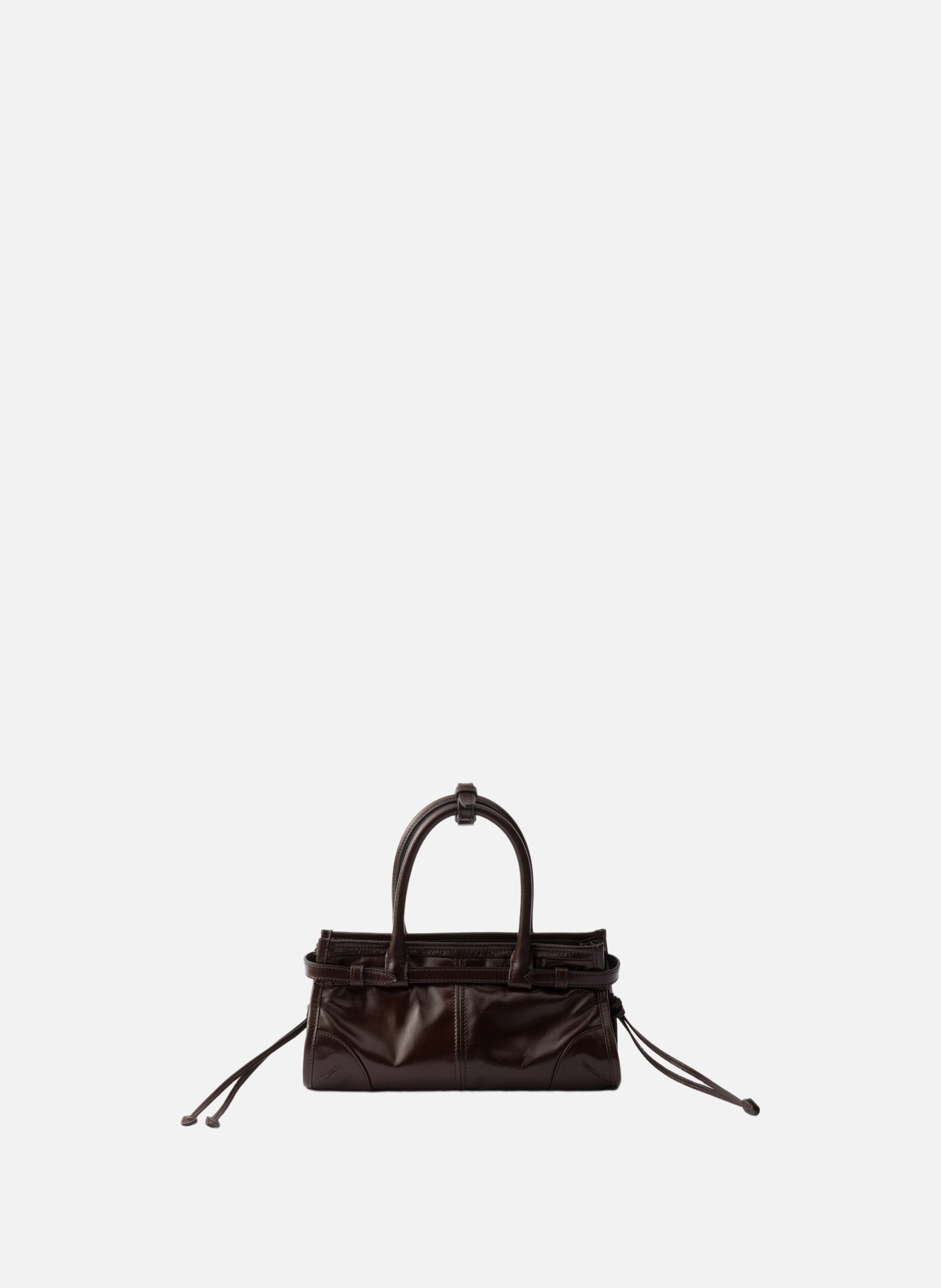 Mini sac à main prada bonnie en cuir PRADA Marron