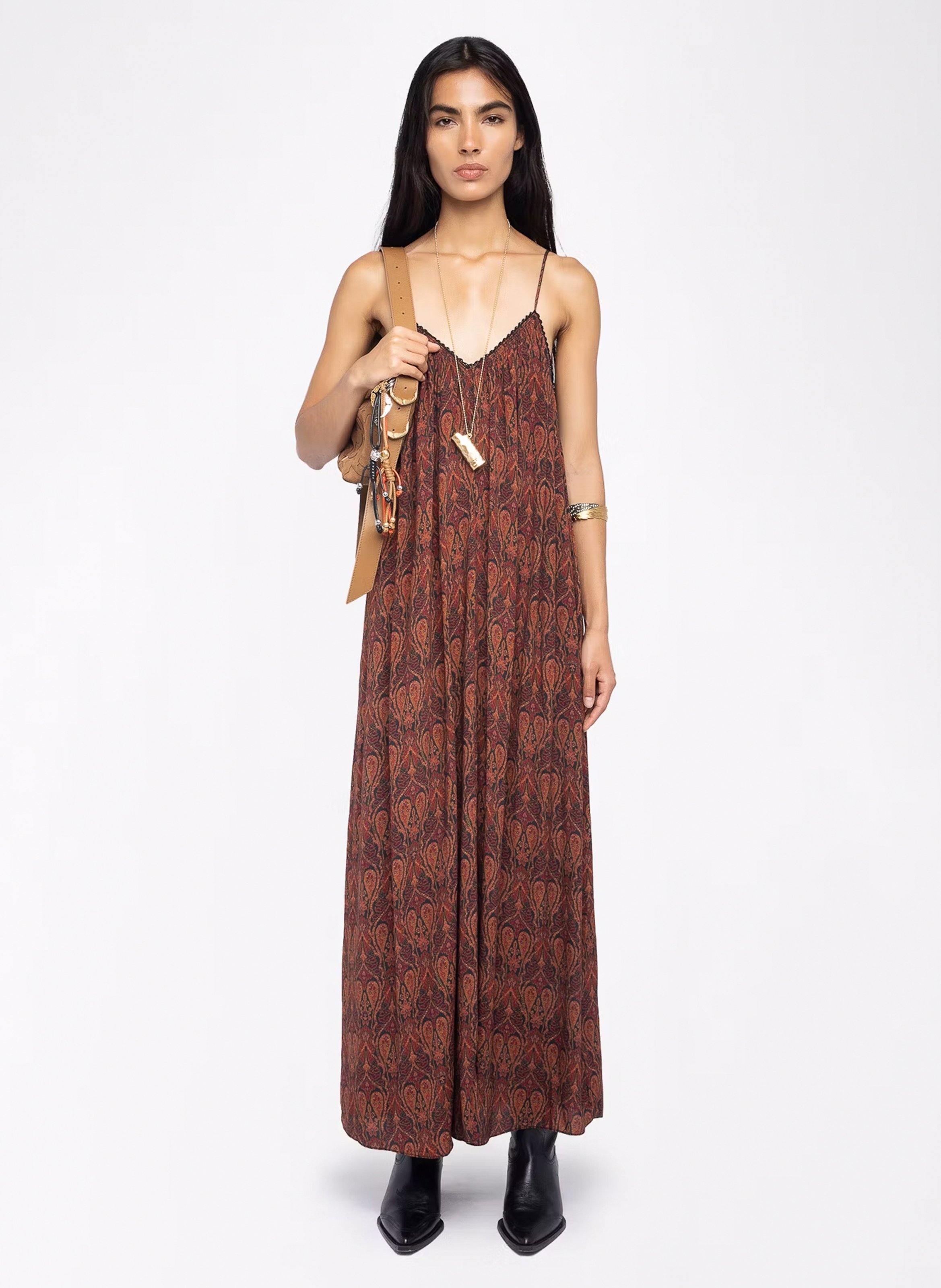 Robe longue imprimée col v ristym ZADIG&VOLTAIRE Noir