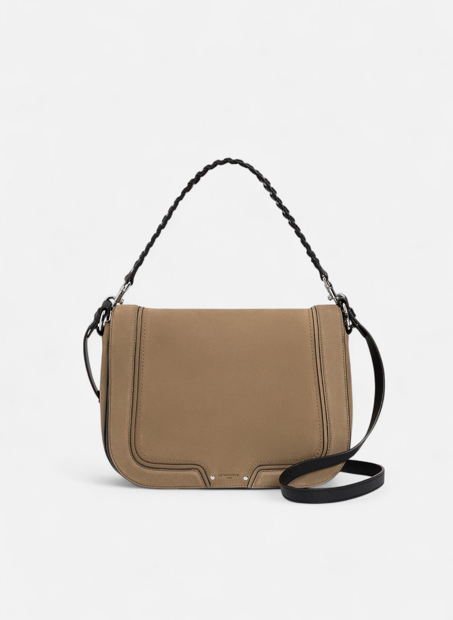 Grand sac bandoulière ella en cuir lisse et nubuck LE TANNEUR Marron