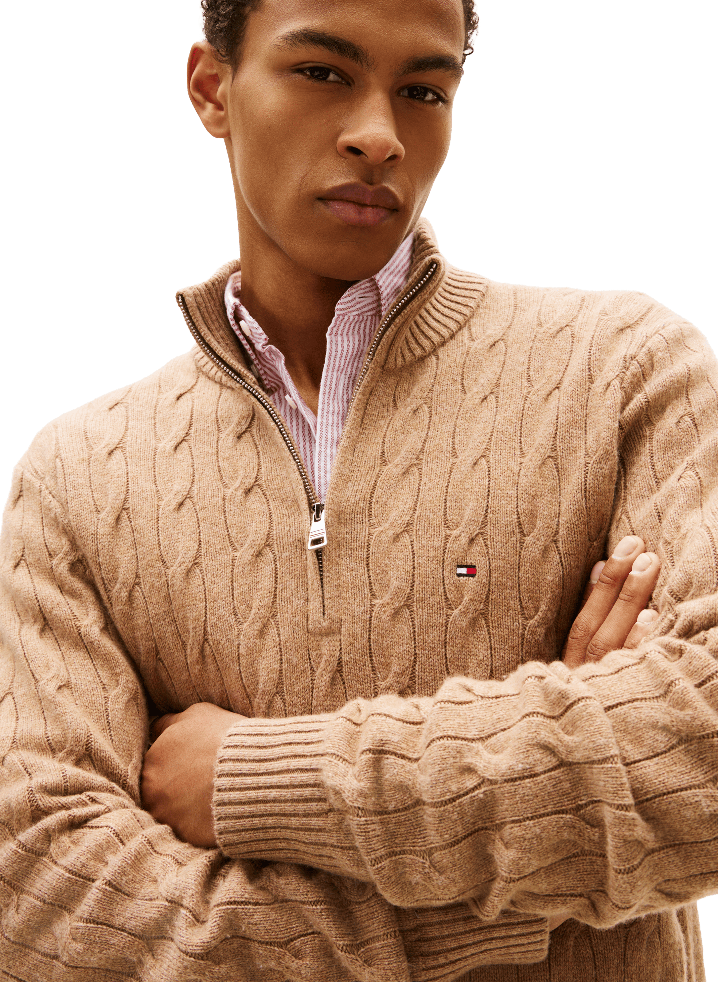 Wool blend zip-up sweater TOMMY HILFIGER Beige