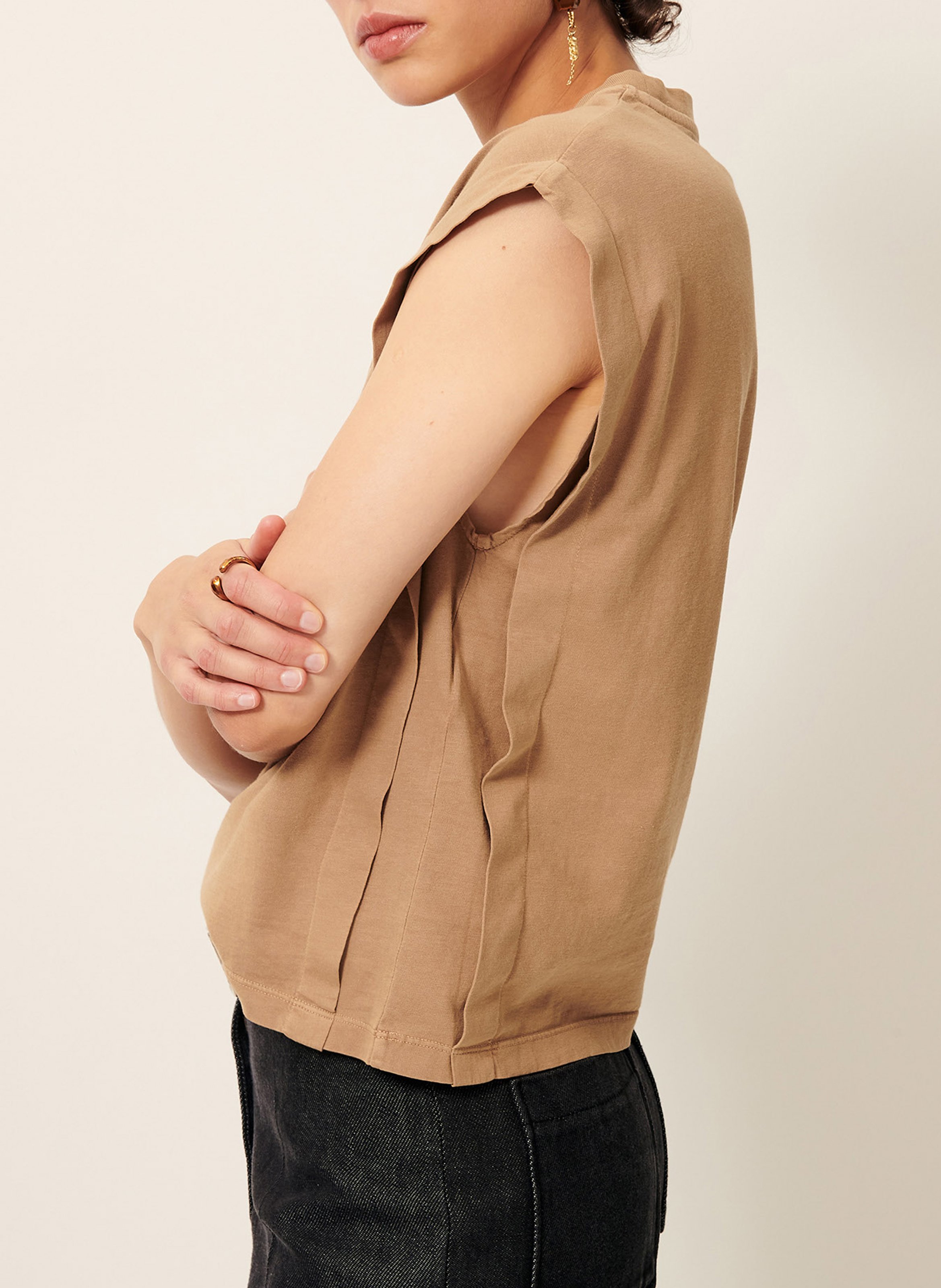 Tee-shirt col rond droit en coton bio orlando SESSUN Beige