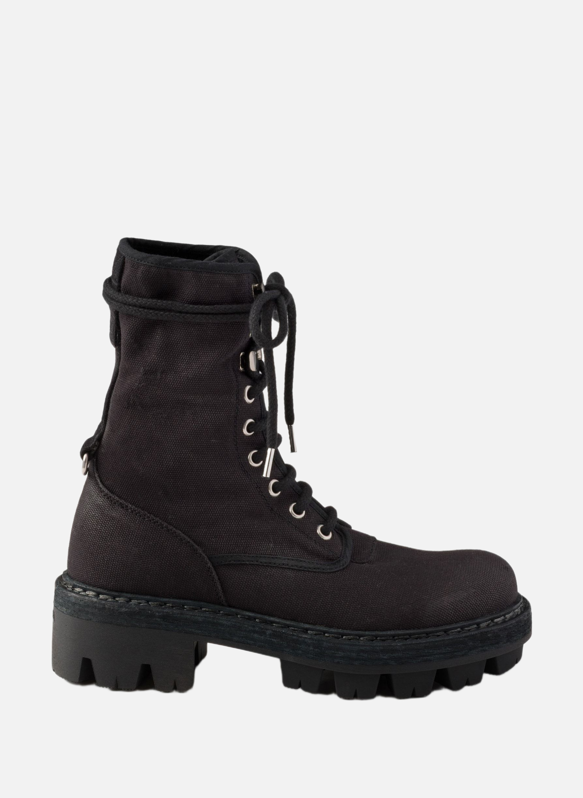 Bottines à lacets en toile PRADA Noir