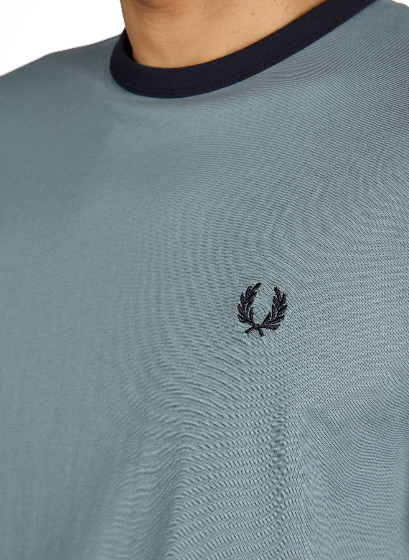 T-shirt à bordures contrastantes en coton FRED PERRY Bleu