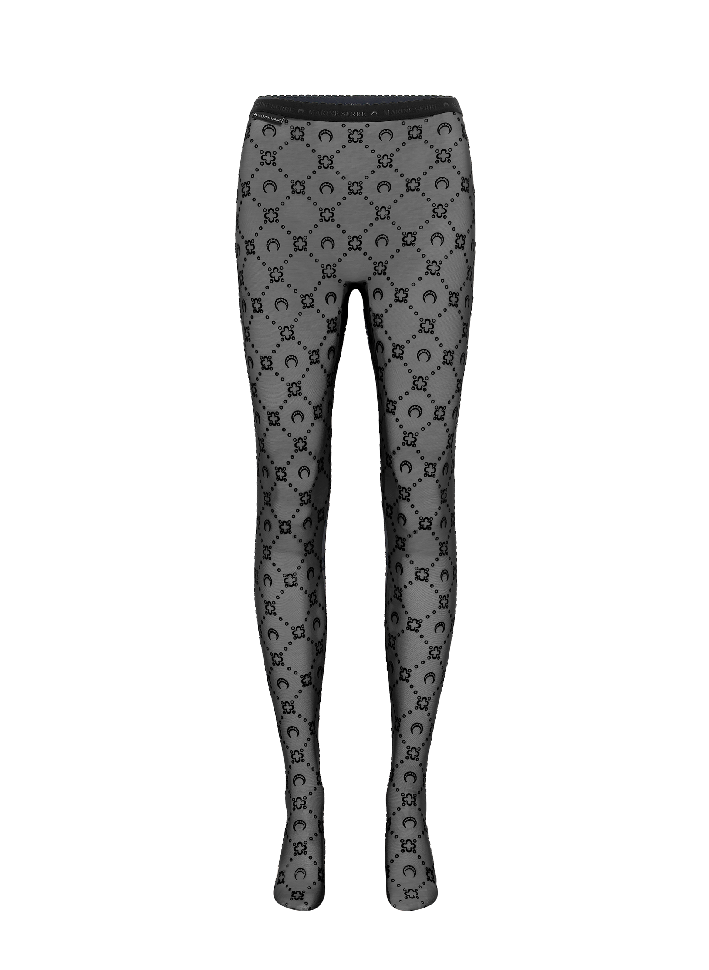 Recycled mesh flock tights MARINE SERRE Black