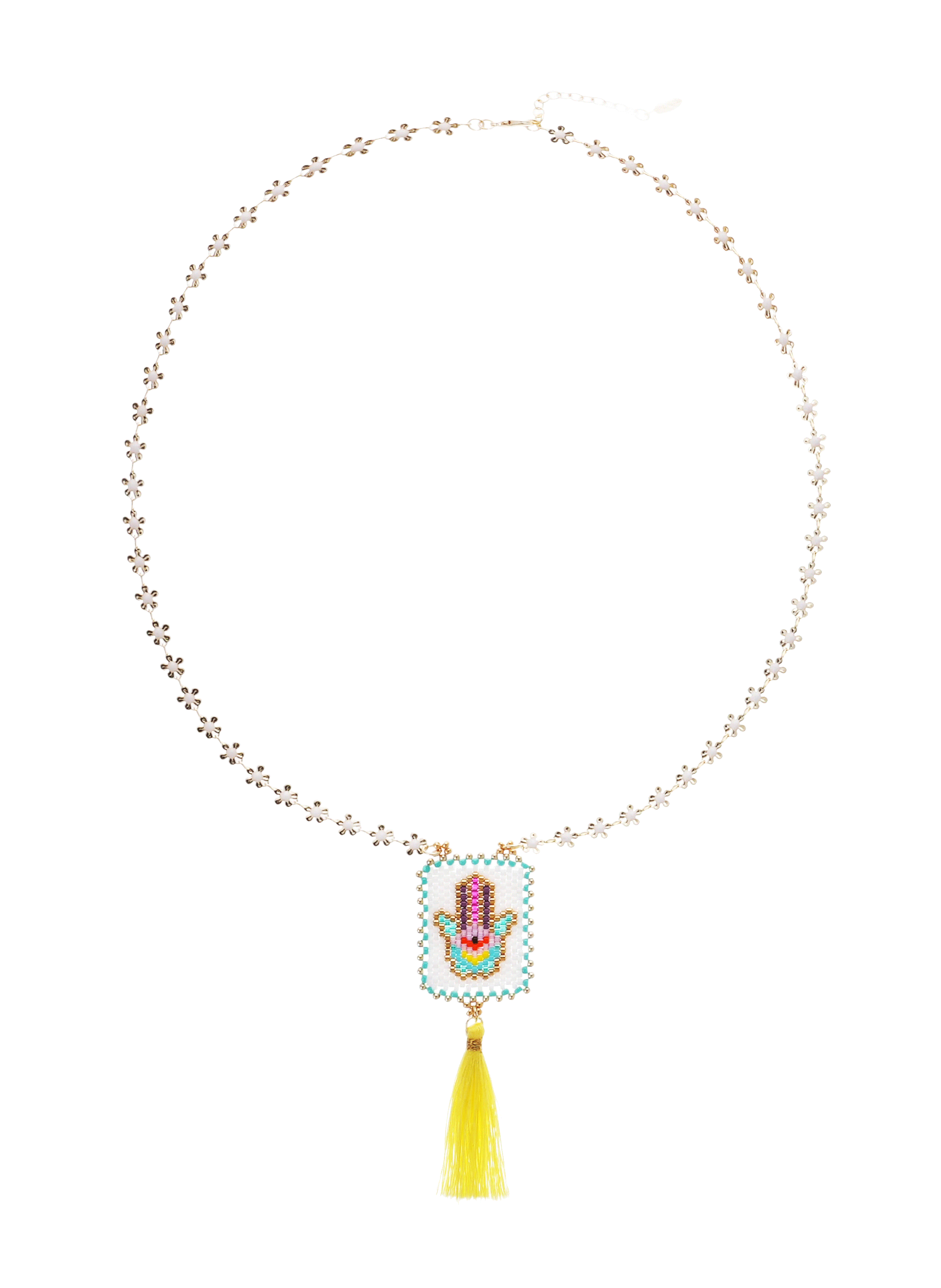 Collier sautoir avec pendentif en perles et pompon BONITO HIPANEMA Jaune