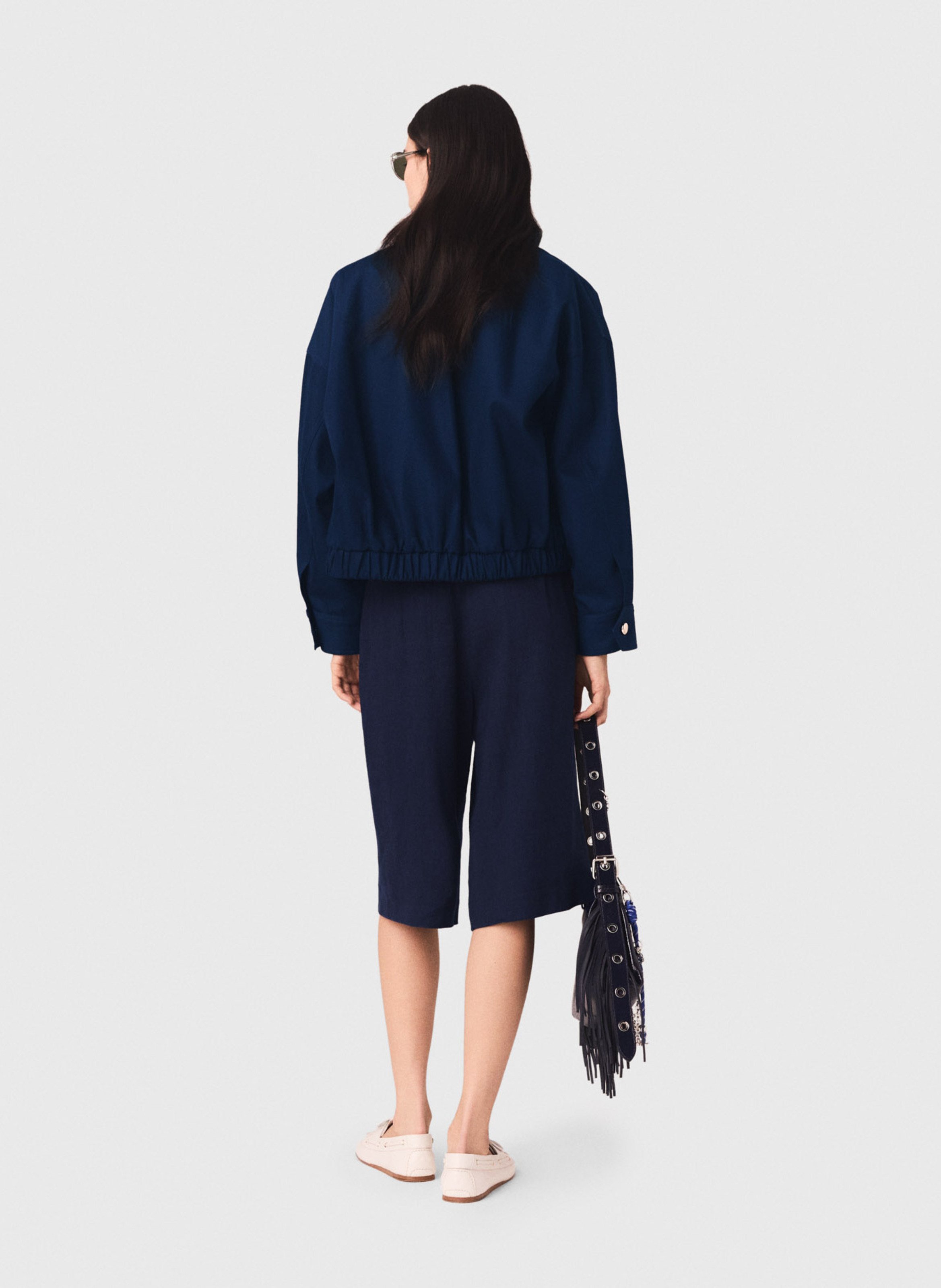 Veste courte boutonnée en coton MAJE Bleu