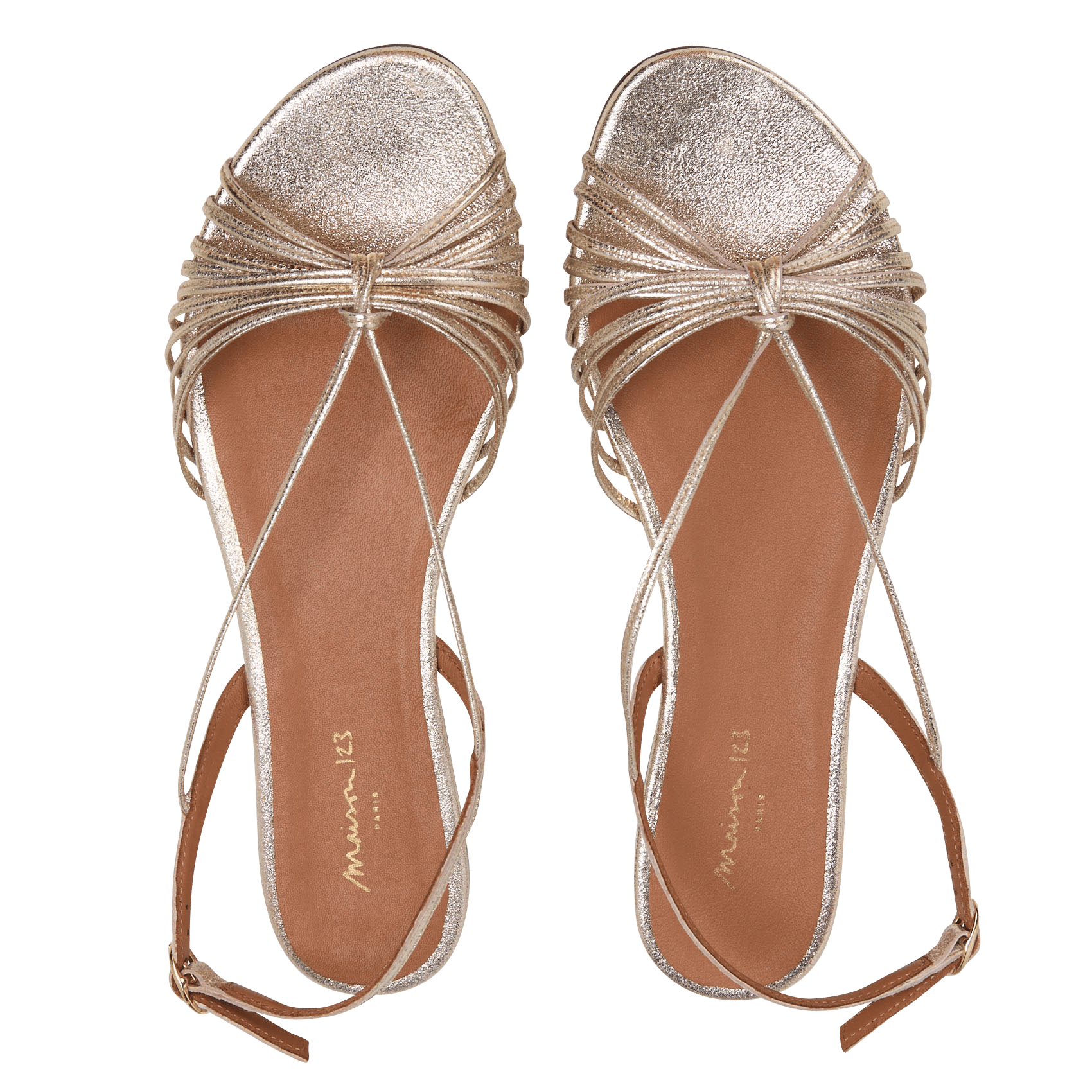 Sandales en cuir pailleté sun MAISON 123 Doré
