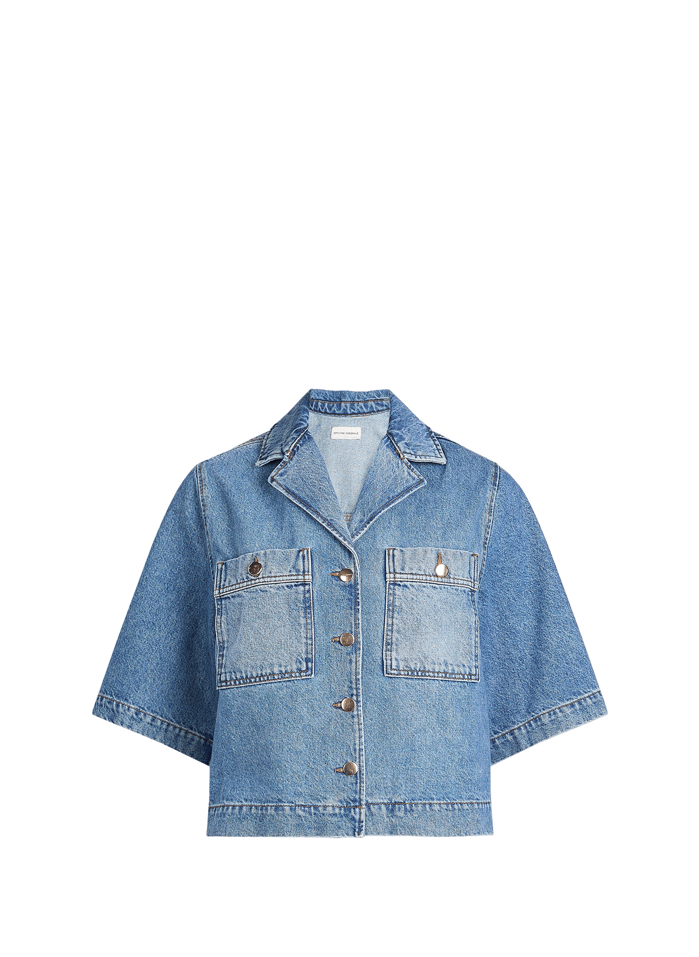Kurzarm-Top Enna aus Baumwoll-Denim OFFICINE GENERALE Blau
