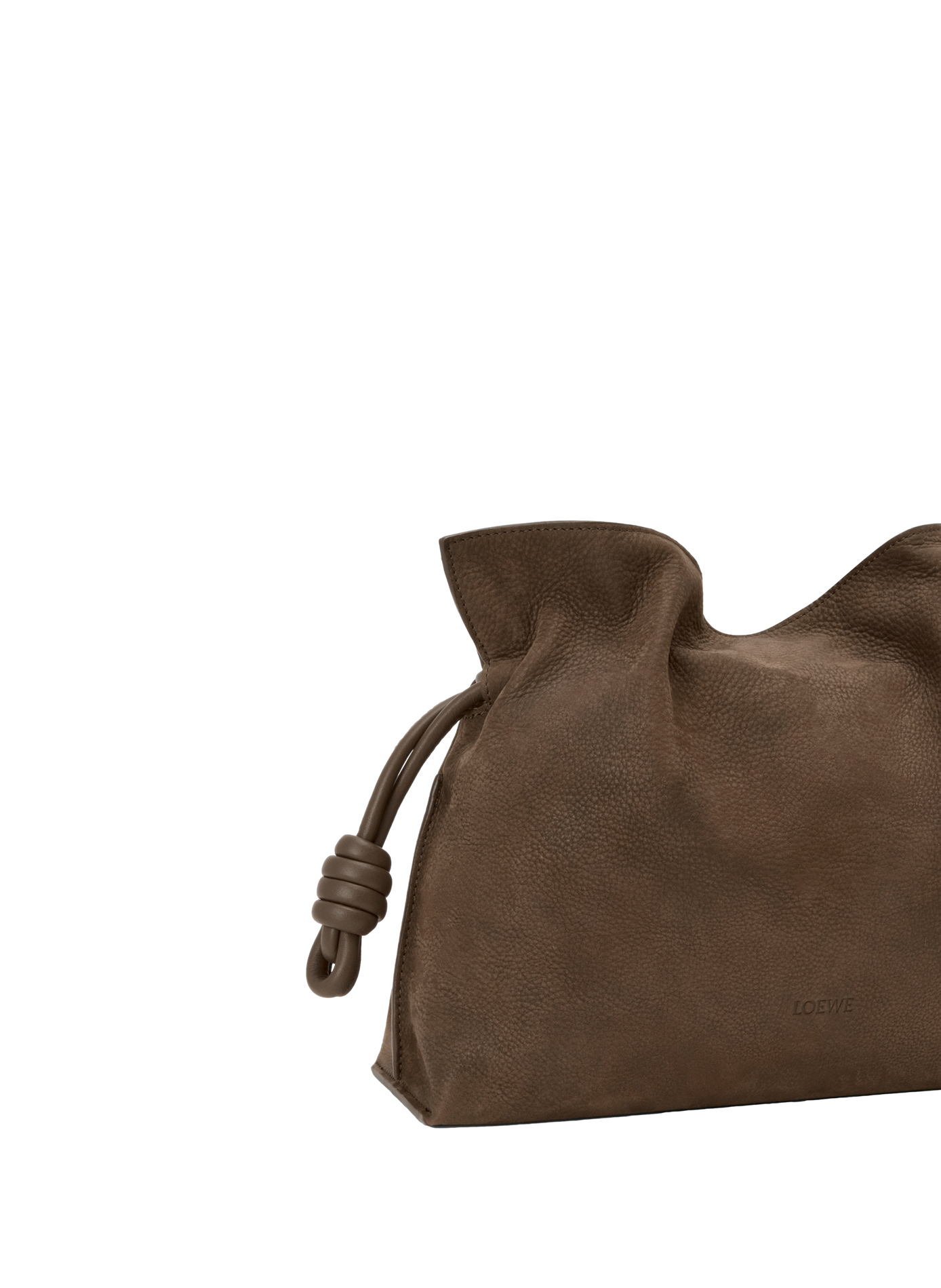 Medium Flamenco Grained Nubuck Clutch LOEWE Brown