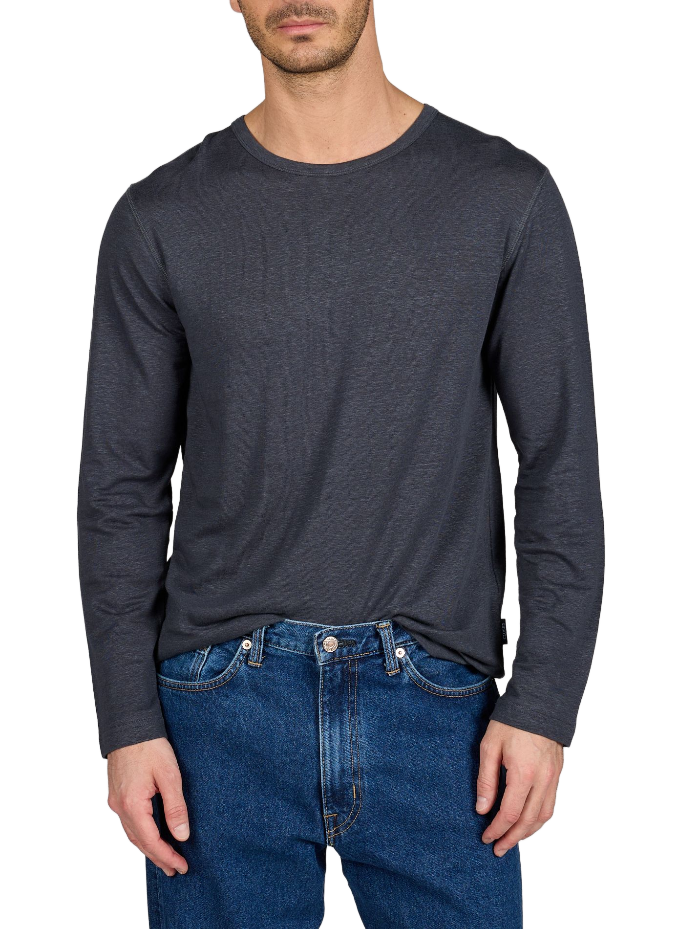 Straight fit linen blend t-shirt CLOSED Black