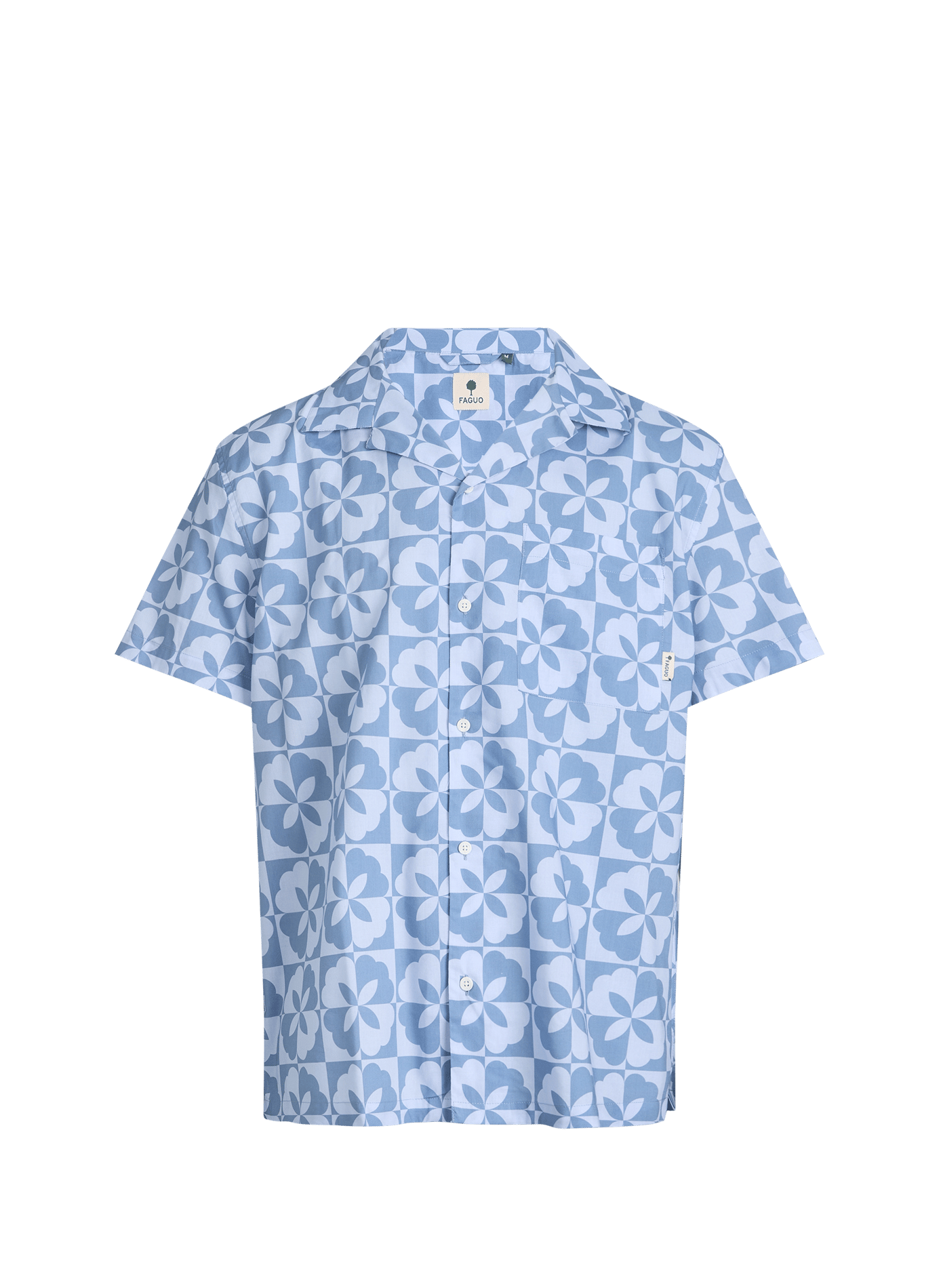 Chemise droite à manches courtes imprimée FAGUO Bleu