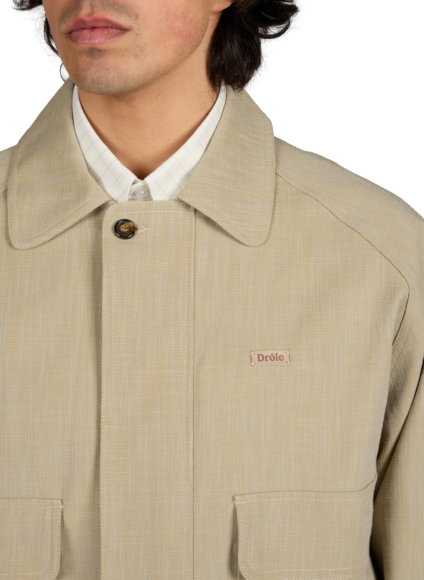 Veste ample en coton mélangé DROLE DE MONSIEUR Kaki