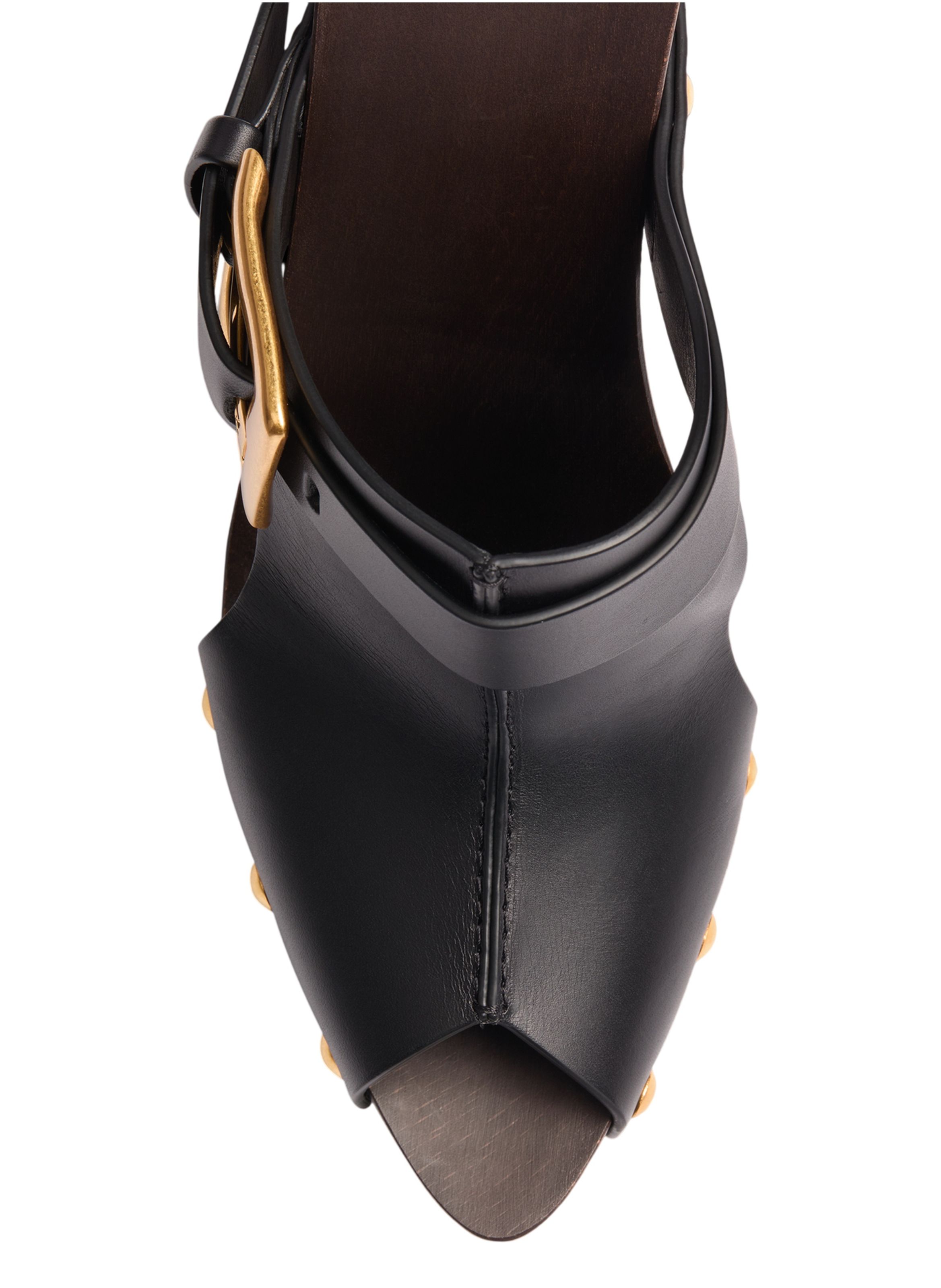 Mules anthem wedge en cuir lisse BALMAIN Noir