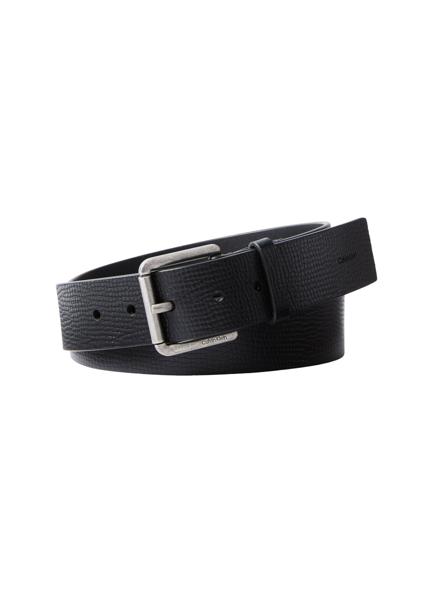 Textured Belt with Adjustable Leather Buckle CALVIN KLEIN Black