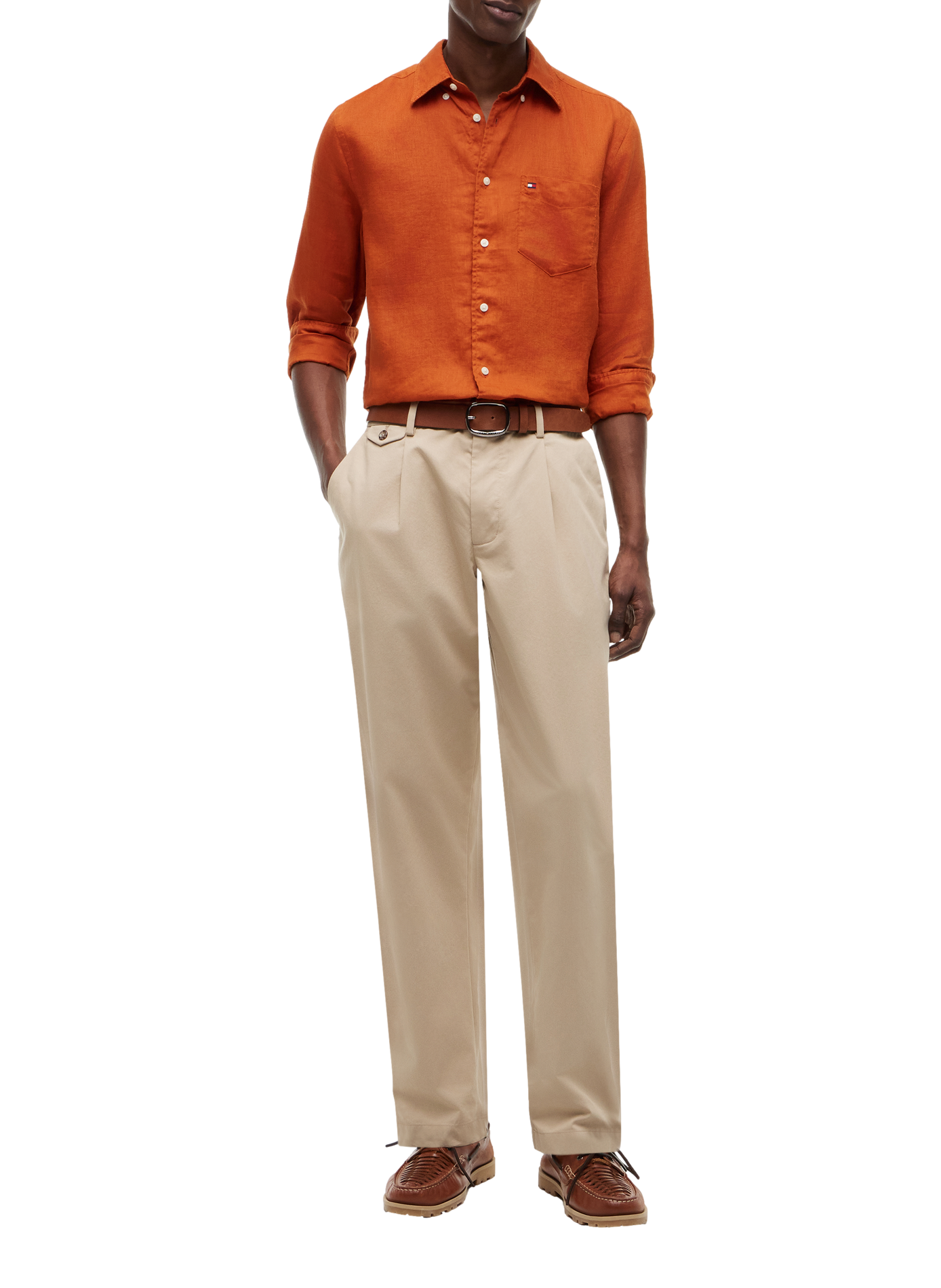 Regular linen shirt TOMMY HILFIGER Brown