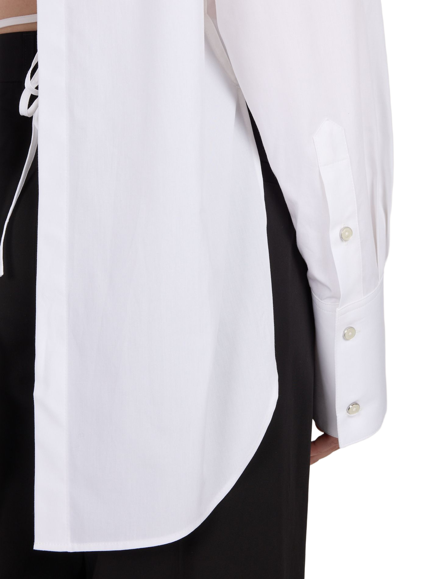 Camisa de manga larga con lazo en la espalda de algodón HELMUT LANG Blanco