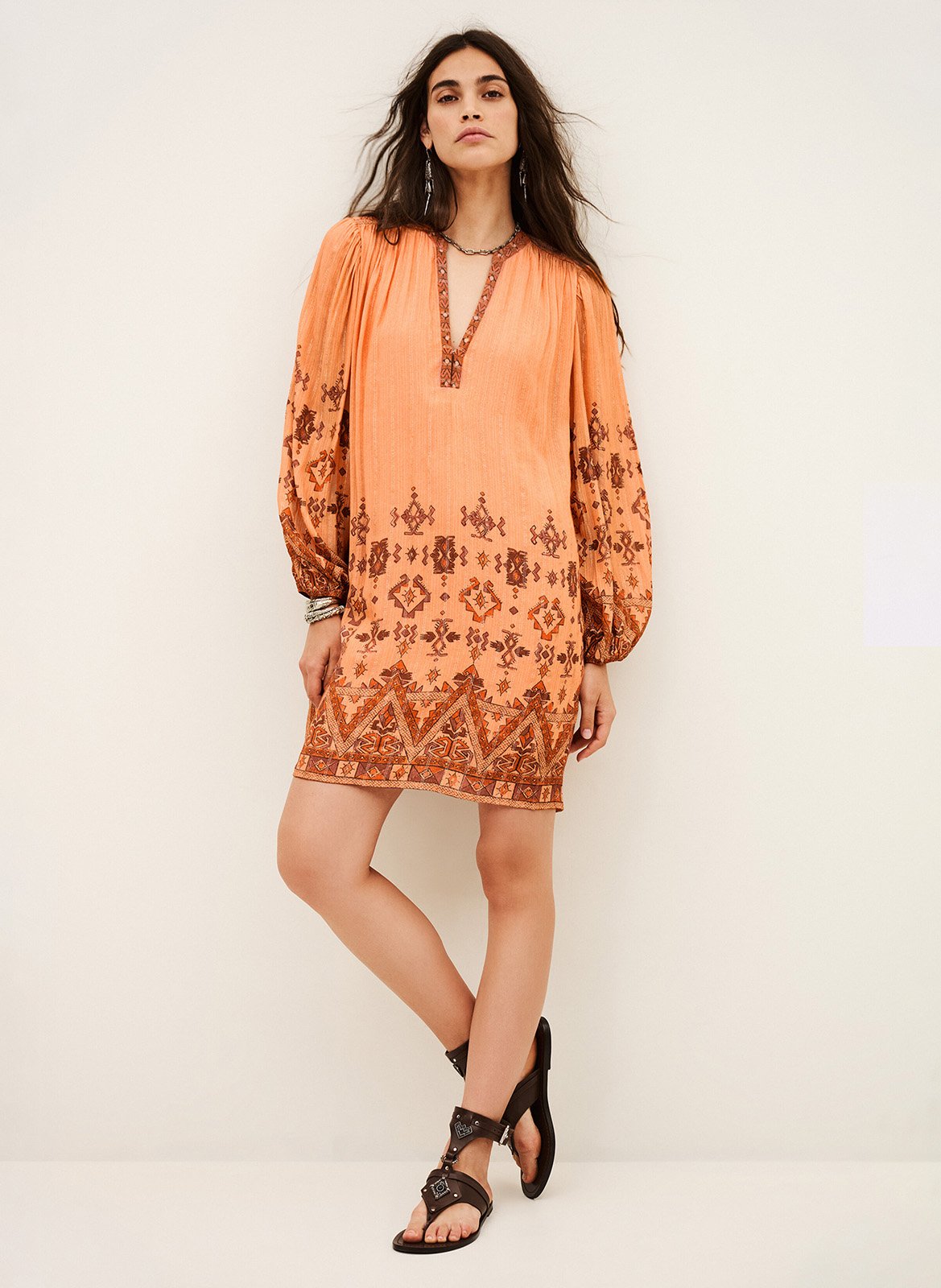 Robe courte imprimée zola BA&SH Orange