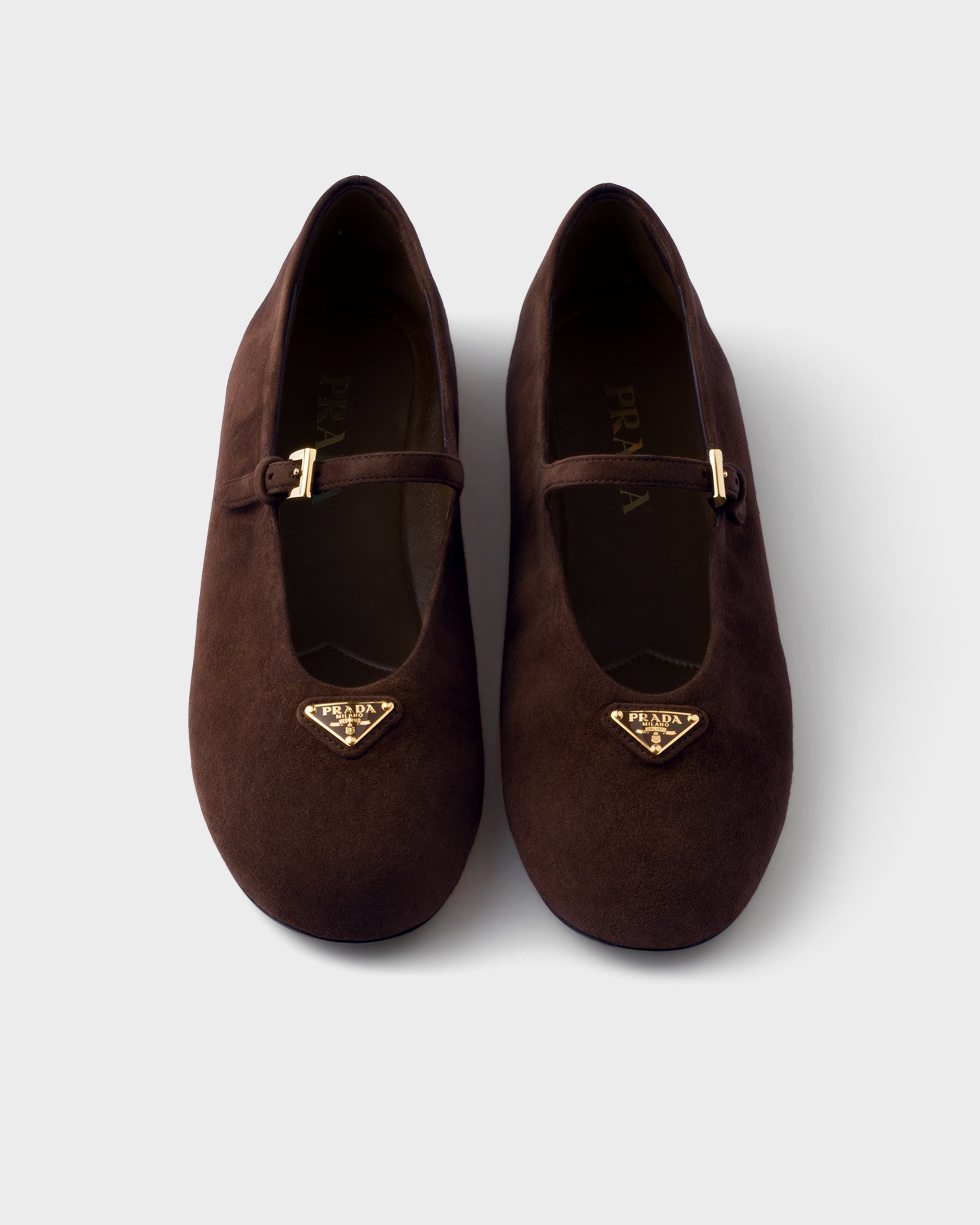 Ballerines en veau velours PRADA Marron