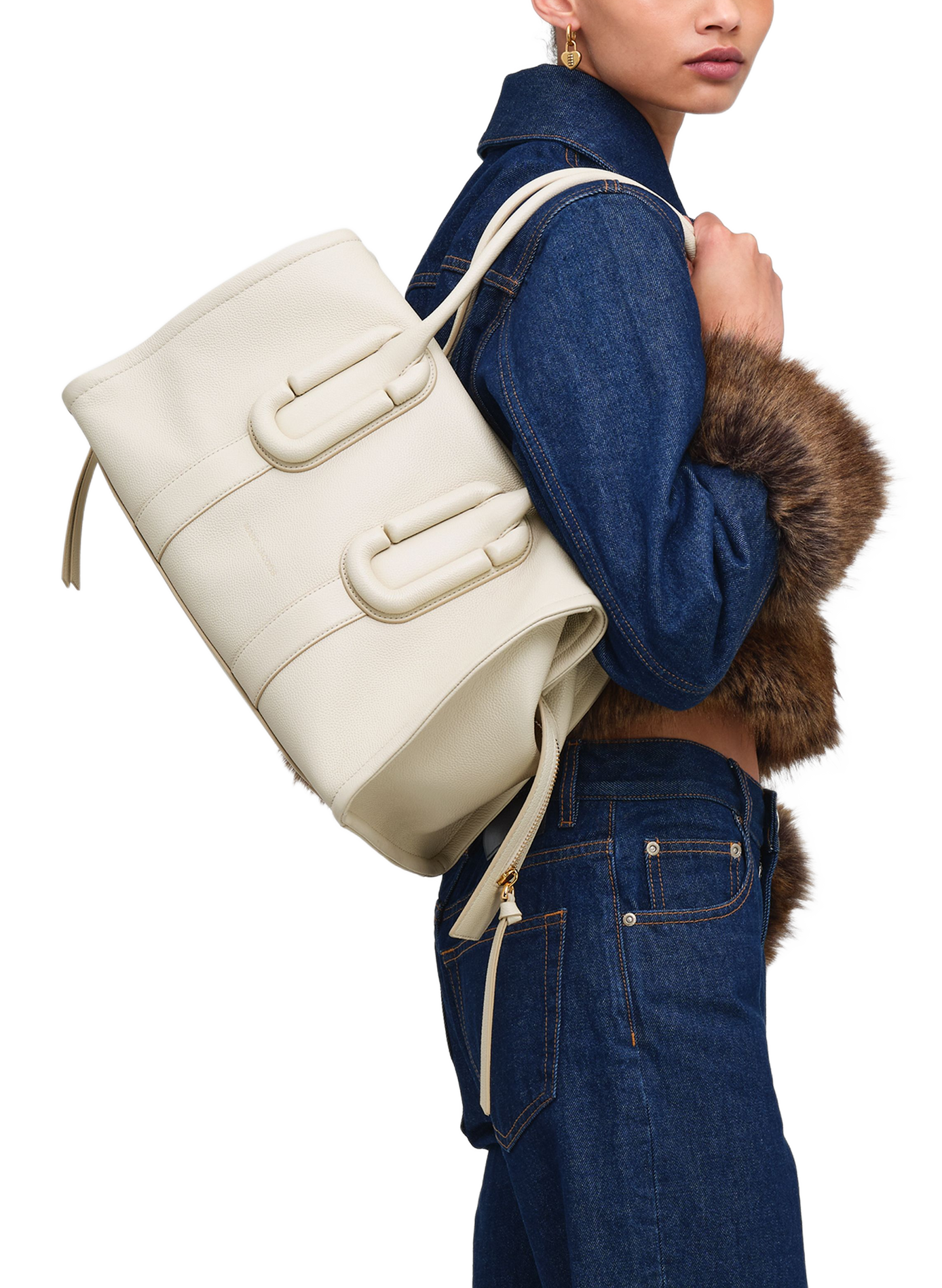 Sac bandoulière The Babe City Tote en cuir MARC JACOBS Blanc