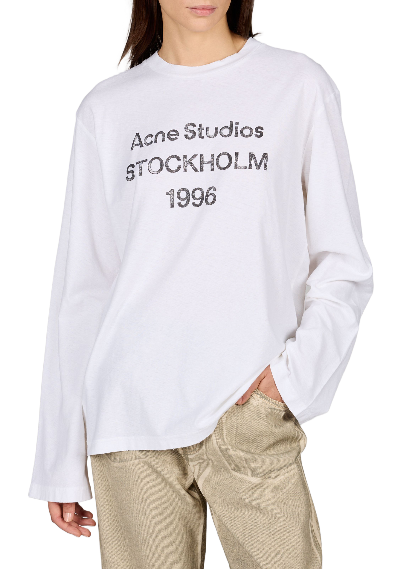 Printed long-sleeve T-shirt  ACNE STUDIOS White