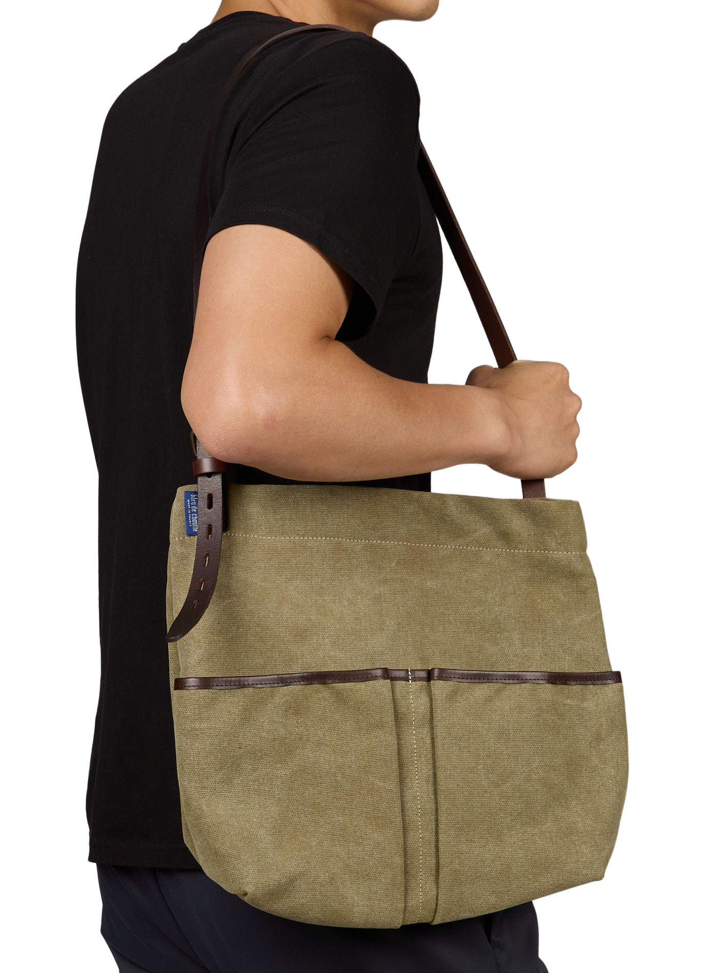 Sac porté épaule en coton BLEU DE CHAUFFE Kaki