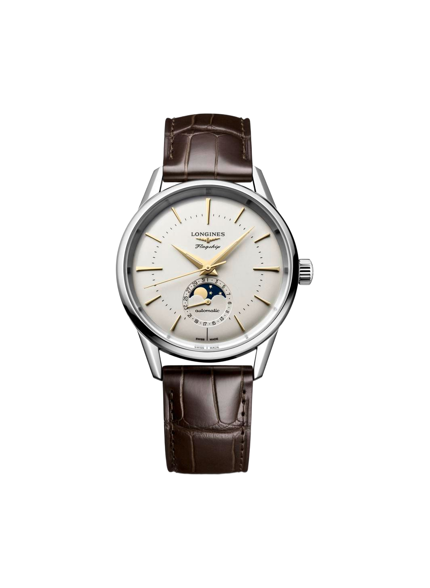 Montre automatique Flagship Heritage en cuir LONGINES Blanc