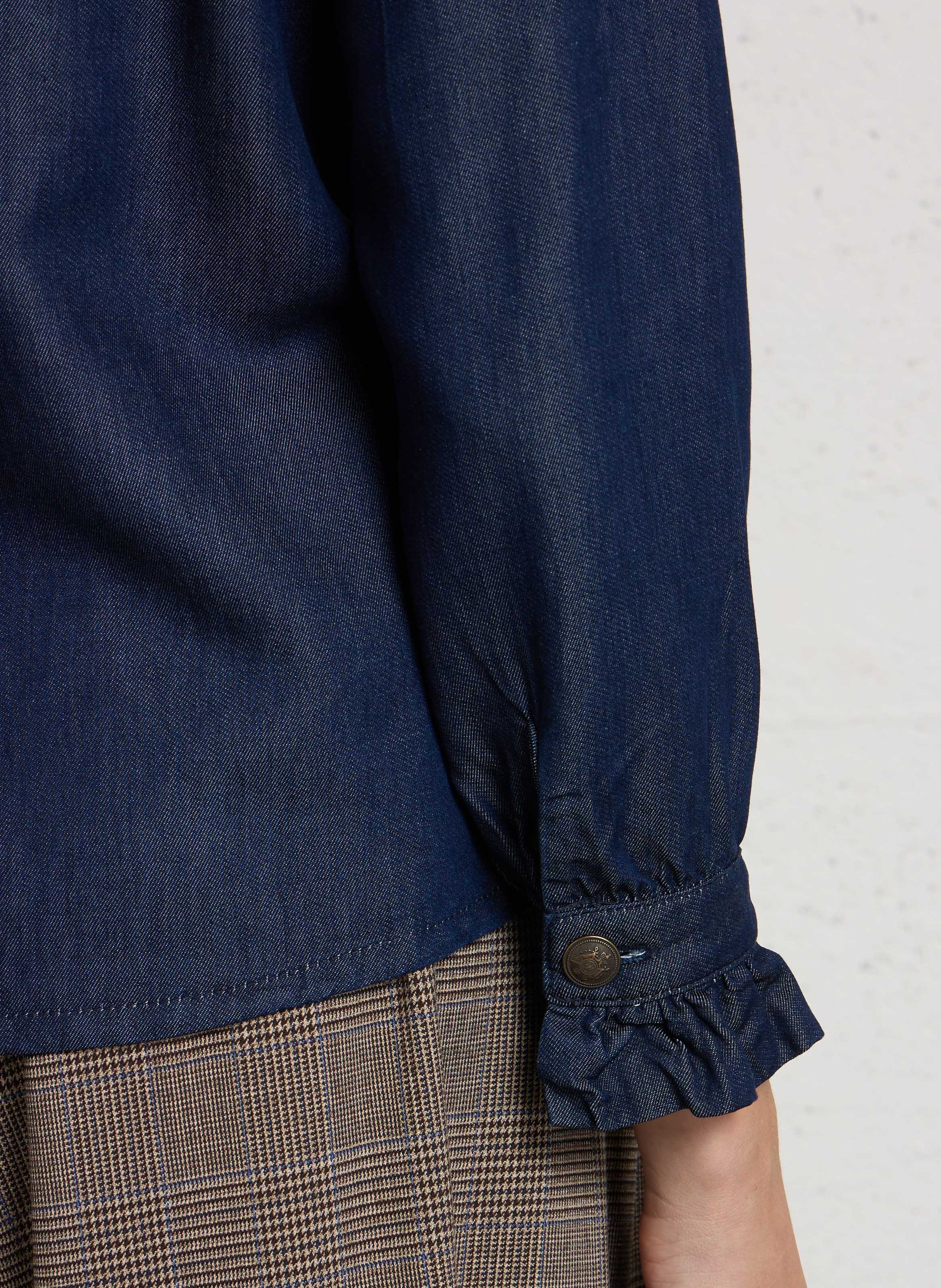 Chemise droite denim col victorien milan MAISON 123 Bleu