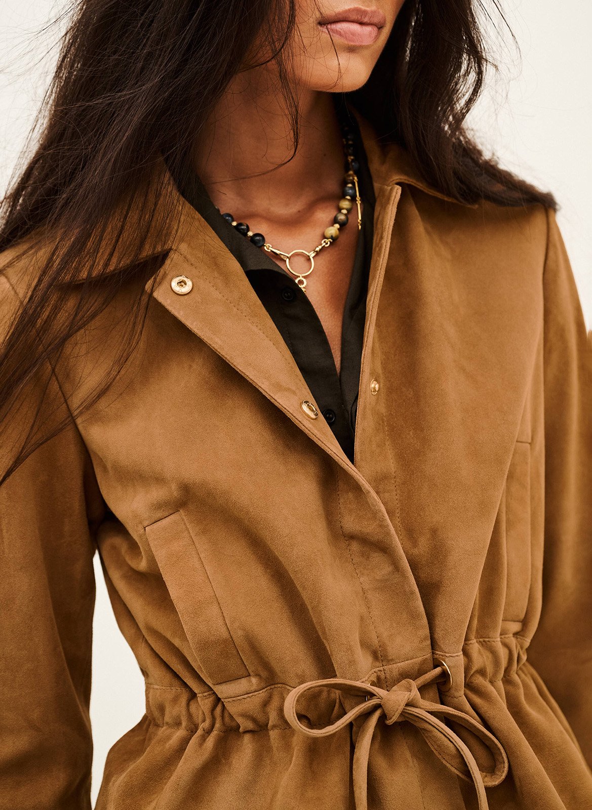Veste courte cintrée en cuir manita BA&SH Marron