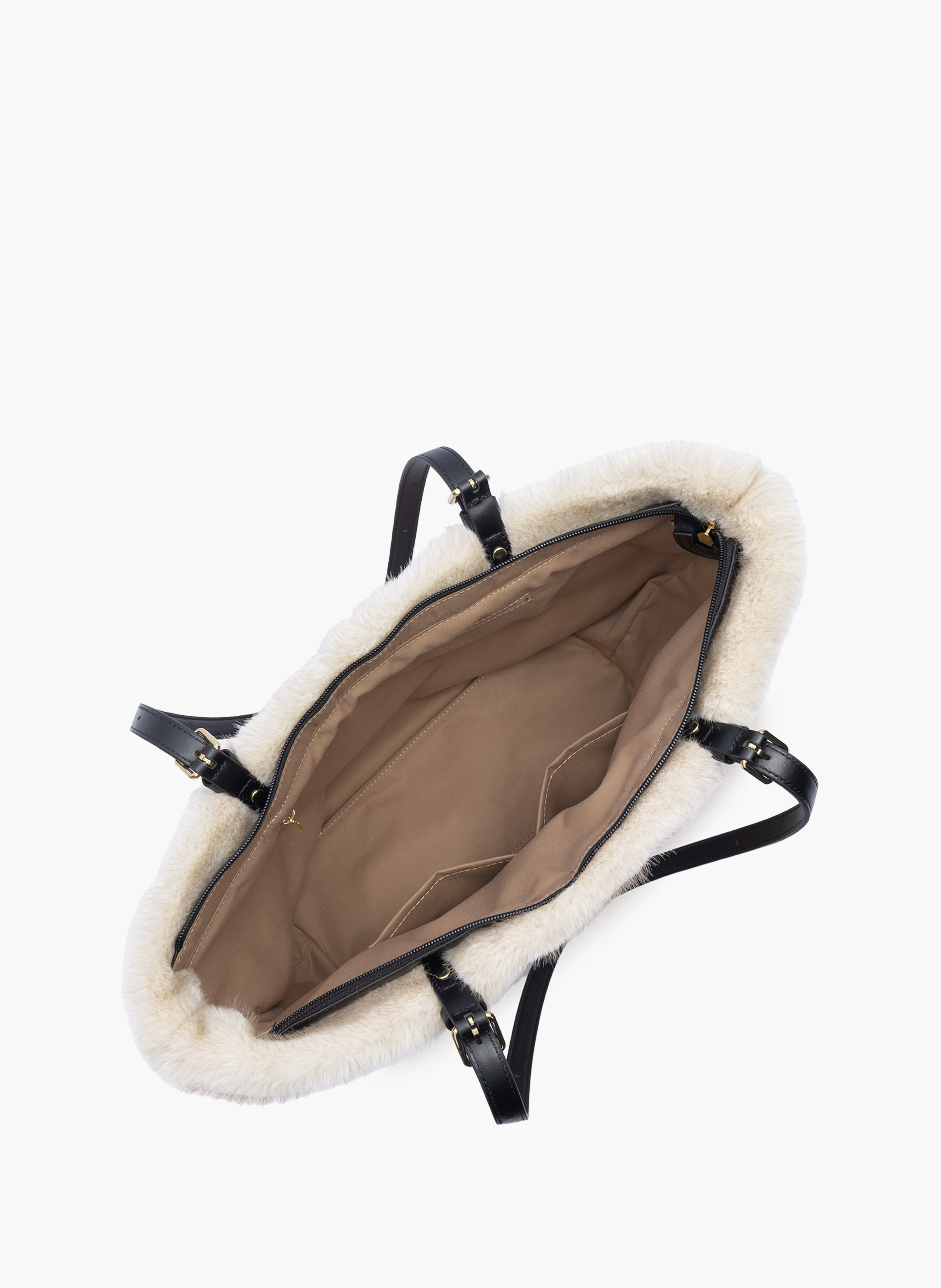 Sac cabas épaule - moumoute LANCASTER Blanc