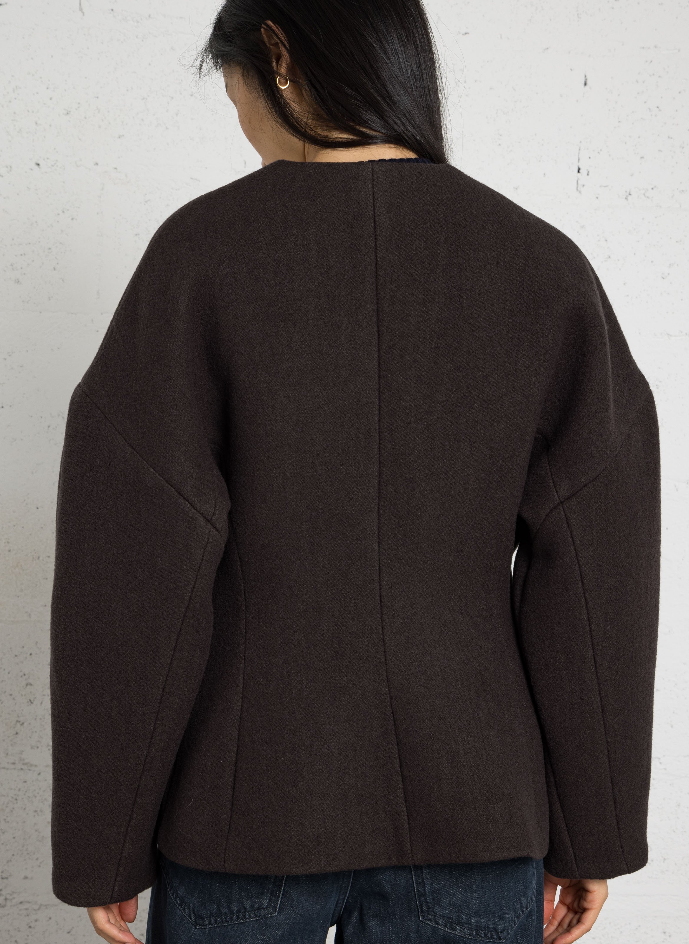 Veste cintrée col rond en laine et coton france SOEUR Vert