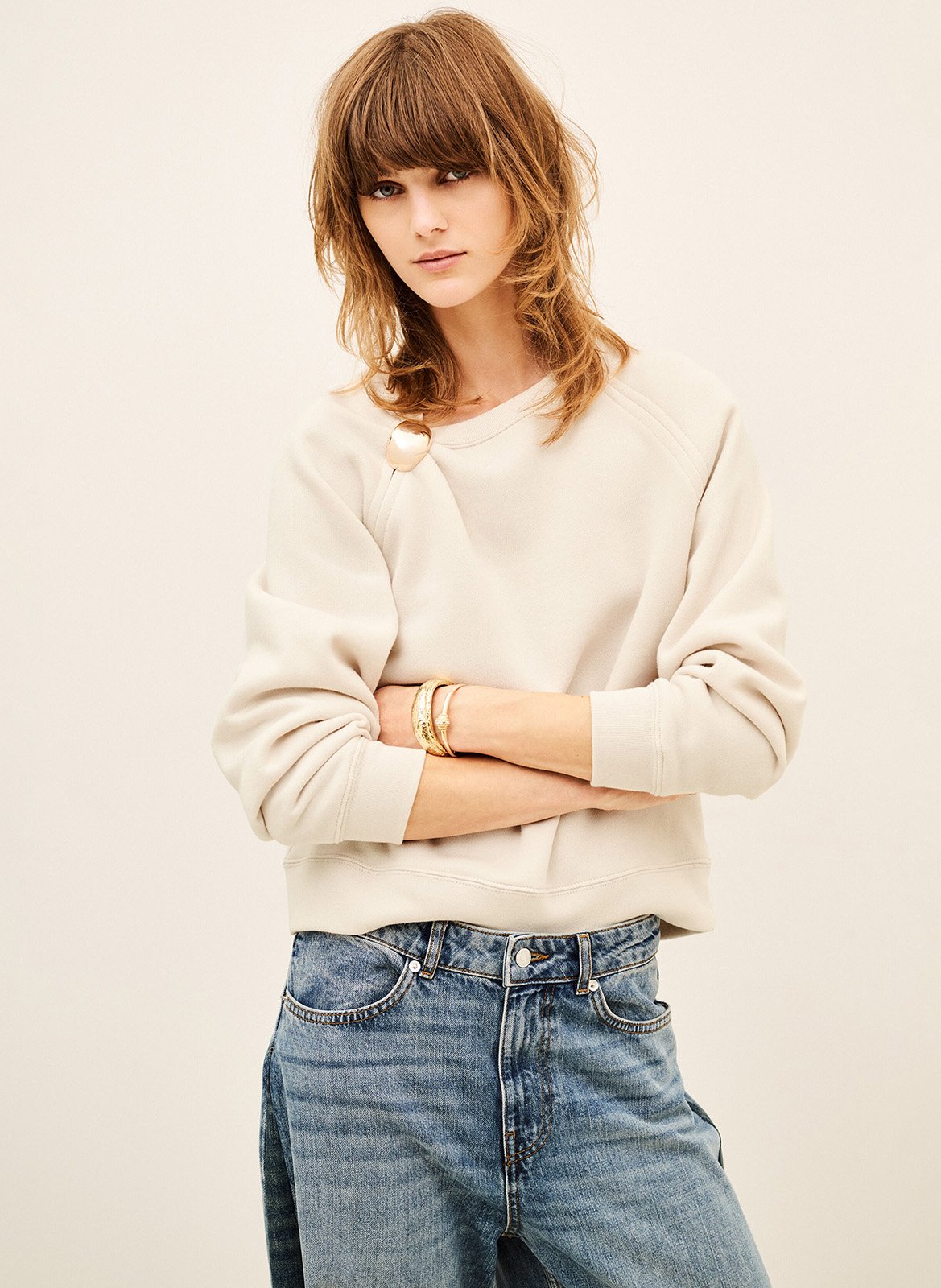 Rechte sweater van katoenmix Della BA&SH Beige