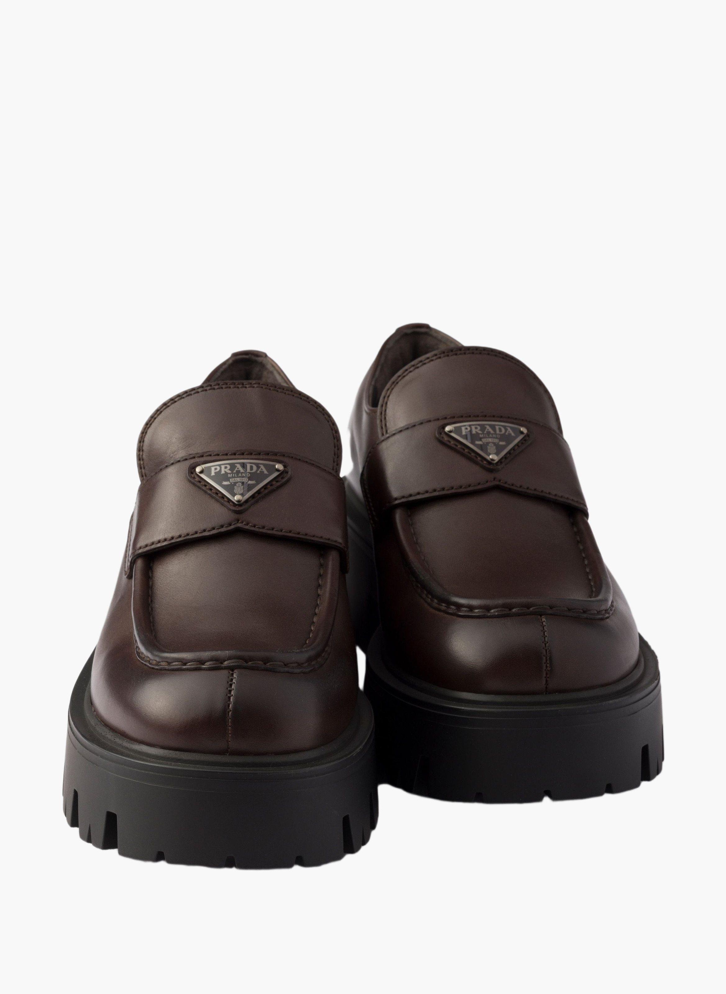 Mocassins en cuir PRADA Marron