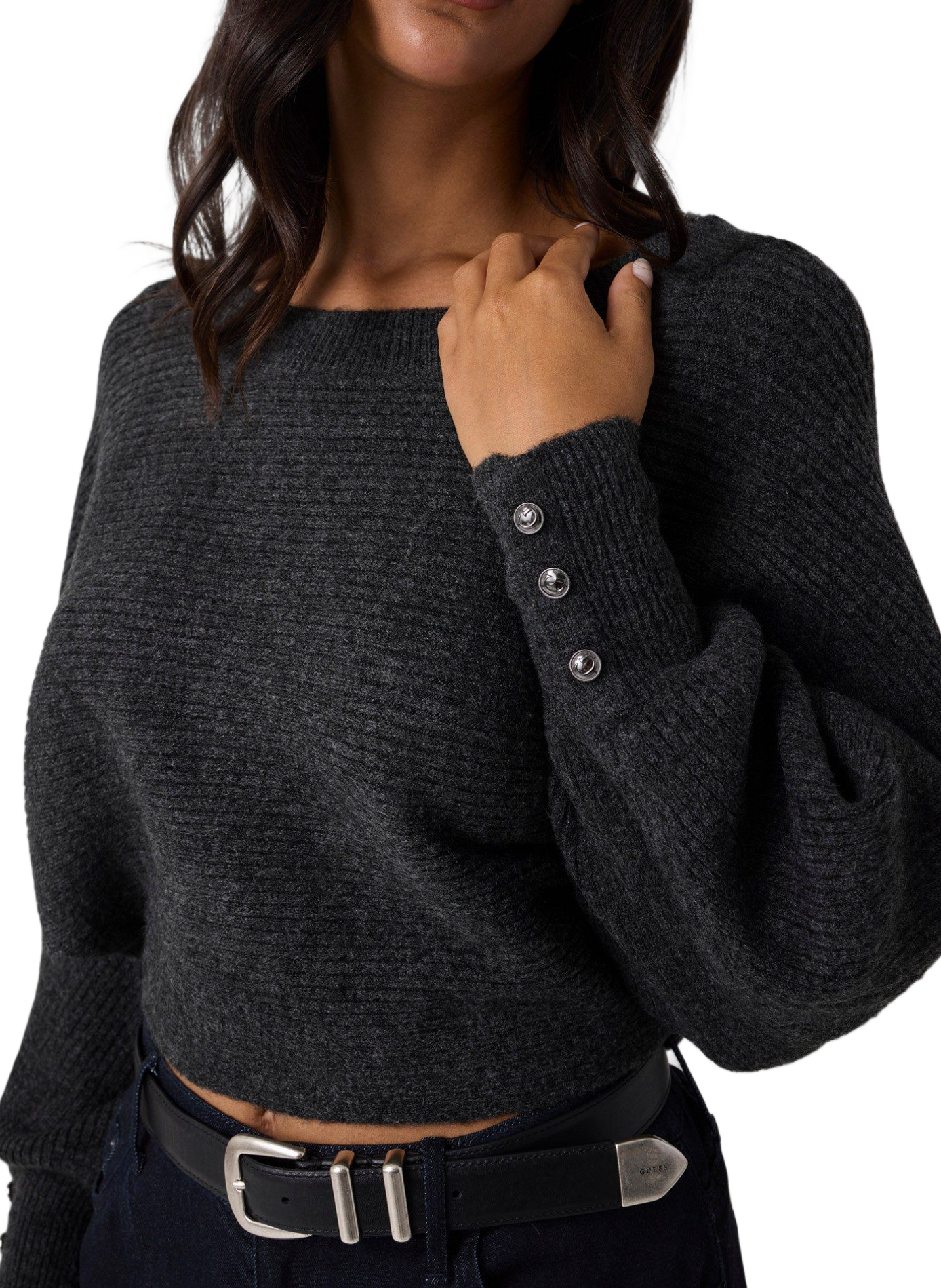 Straight-fit Boat Neck Emily top GUESS Brown