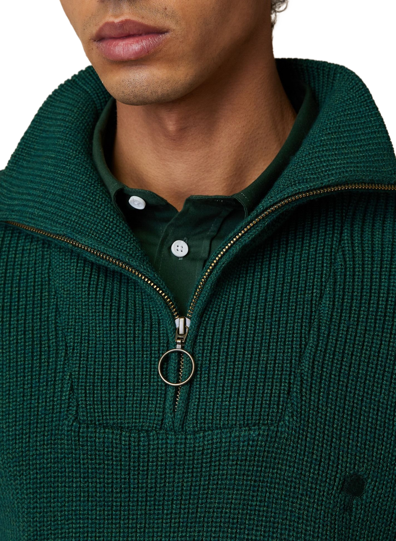 Pull col camionneur en laine mélangée FAGUO Vert