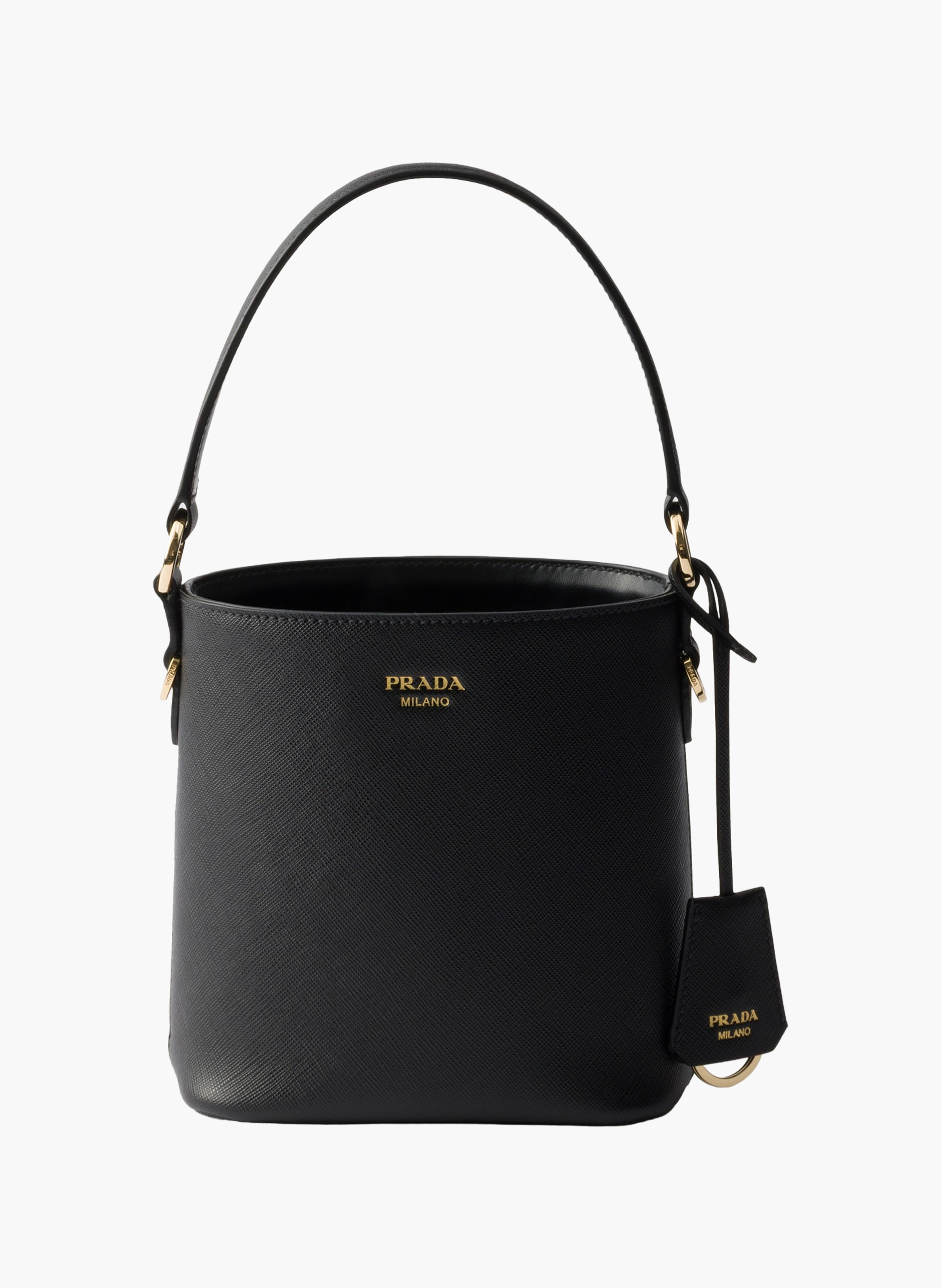 Mini sac seau en cuir saffiano PRADA Noir