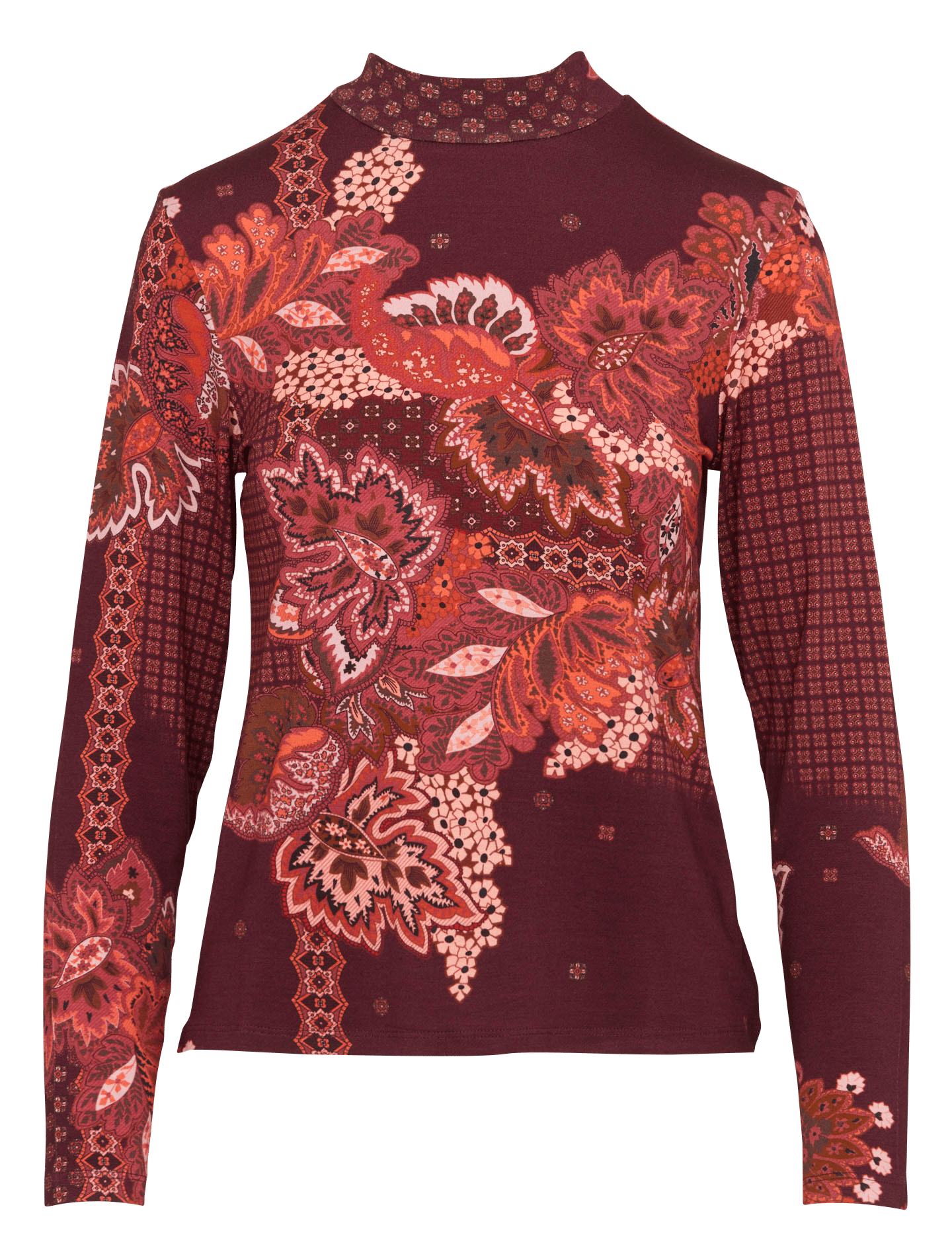 T-shirt met lange mouwen, print en opstaande kraag LA FEE MARABOUTEE Rood