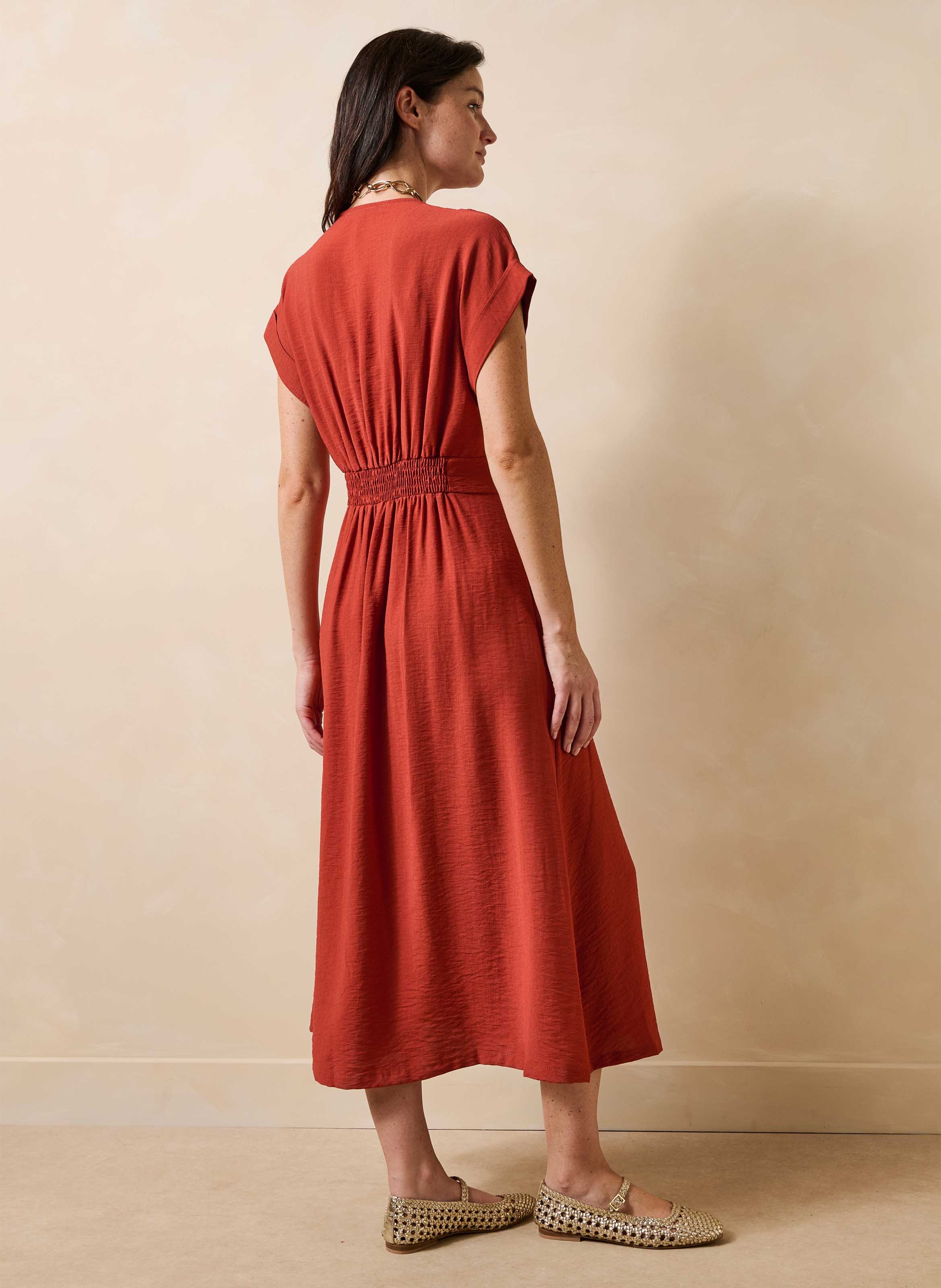 Lange jurk met V-hals LA FEE MARABOUTEE Rood