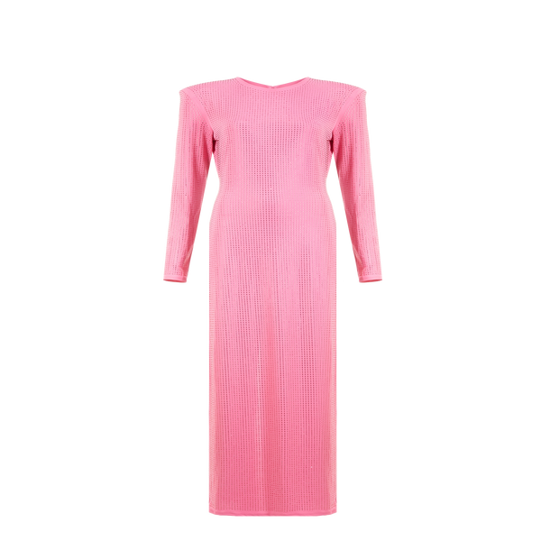 Rotate Birger Christensen Maxi Dress With Rhinestones In Pink