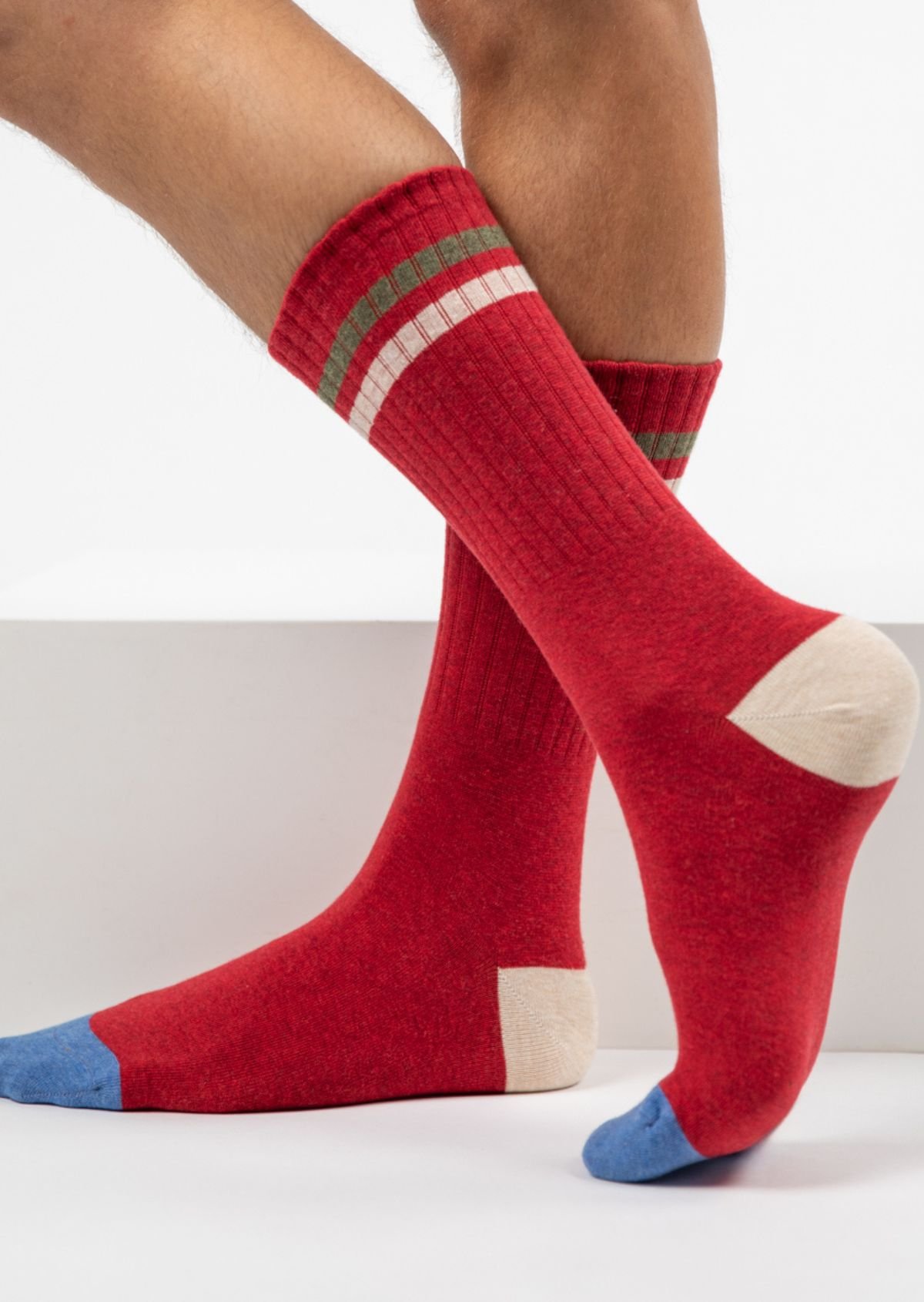 Chaussettes en coton peigné retro BILLYBELT Rouge