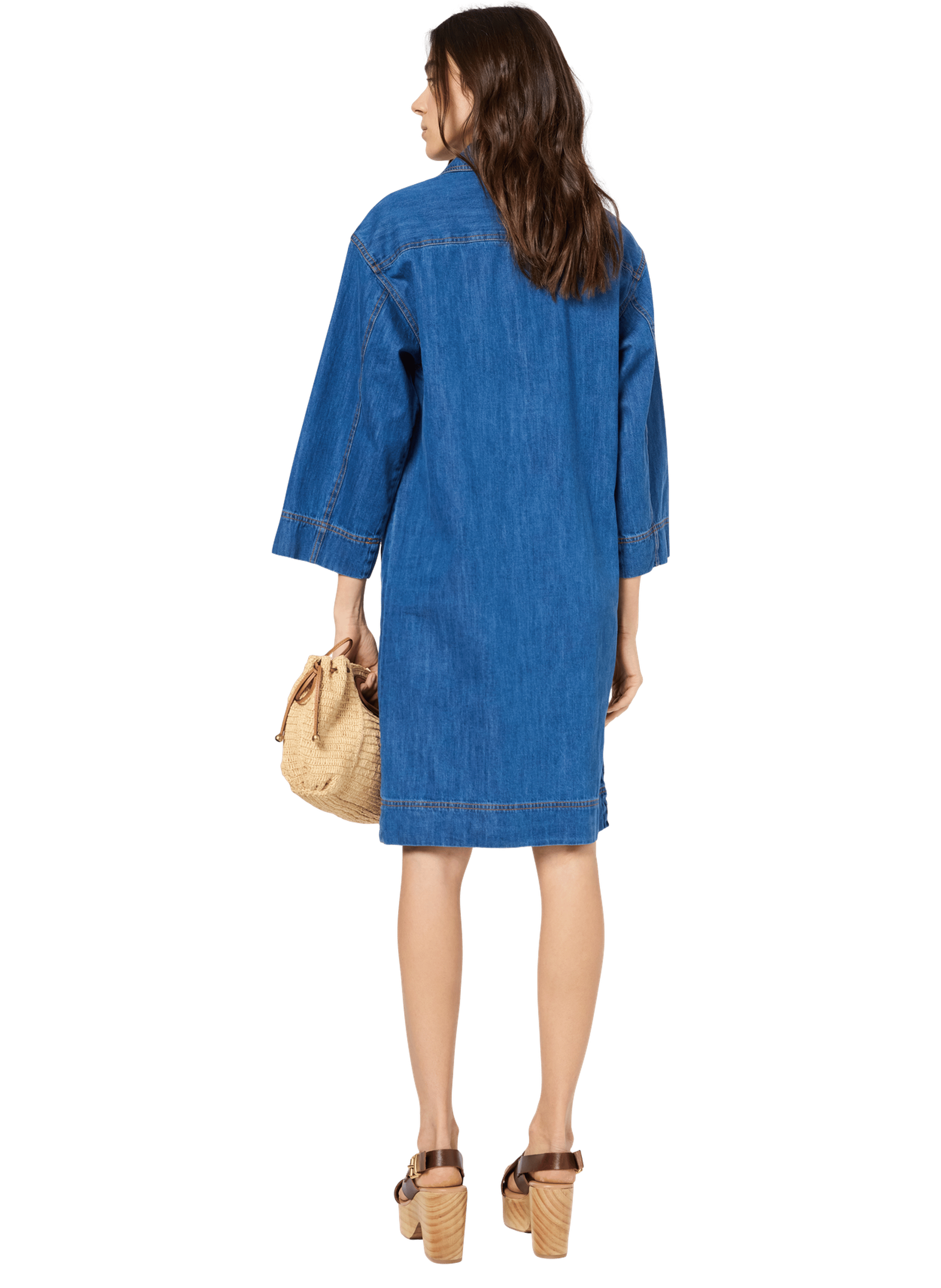 Robe droite en denim à boutons dorés - penelope GERARD DAREL Bleu