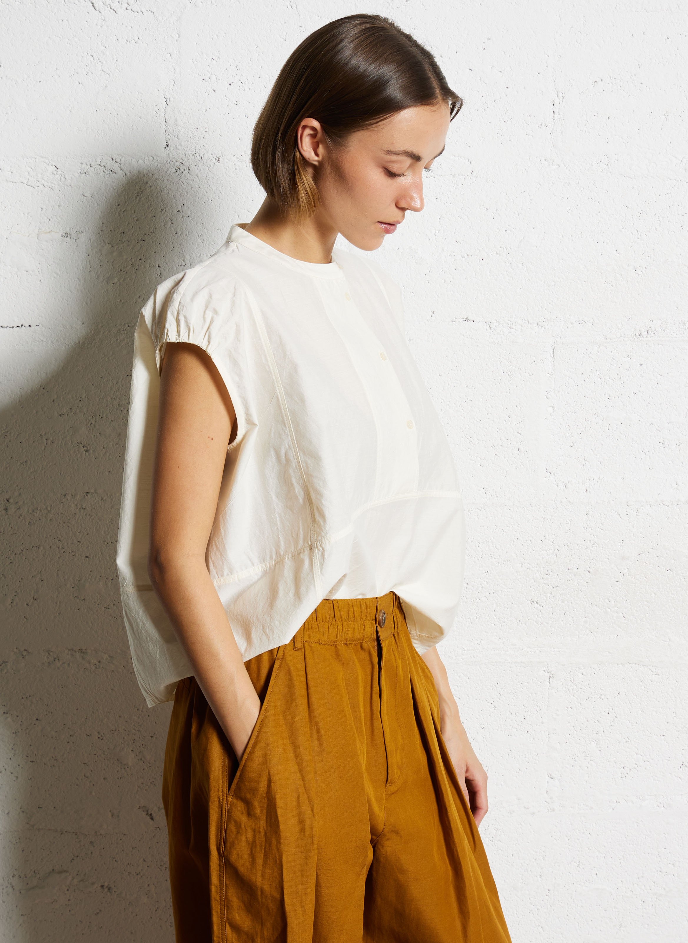 Blouse oversize en coton mélangé Danube SOEUR Beige