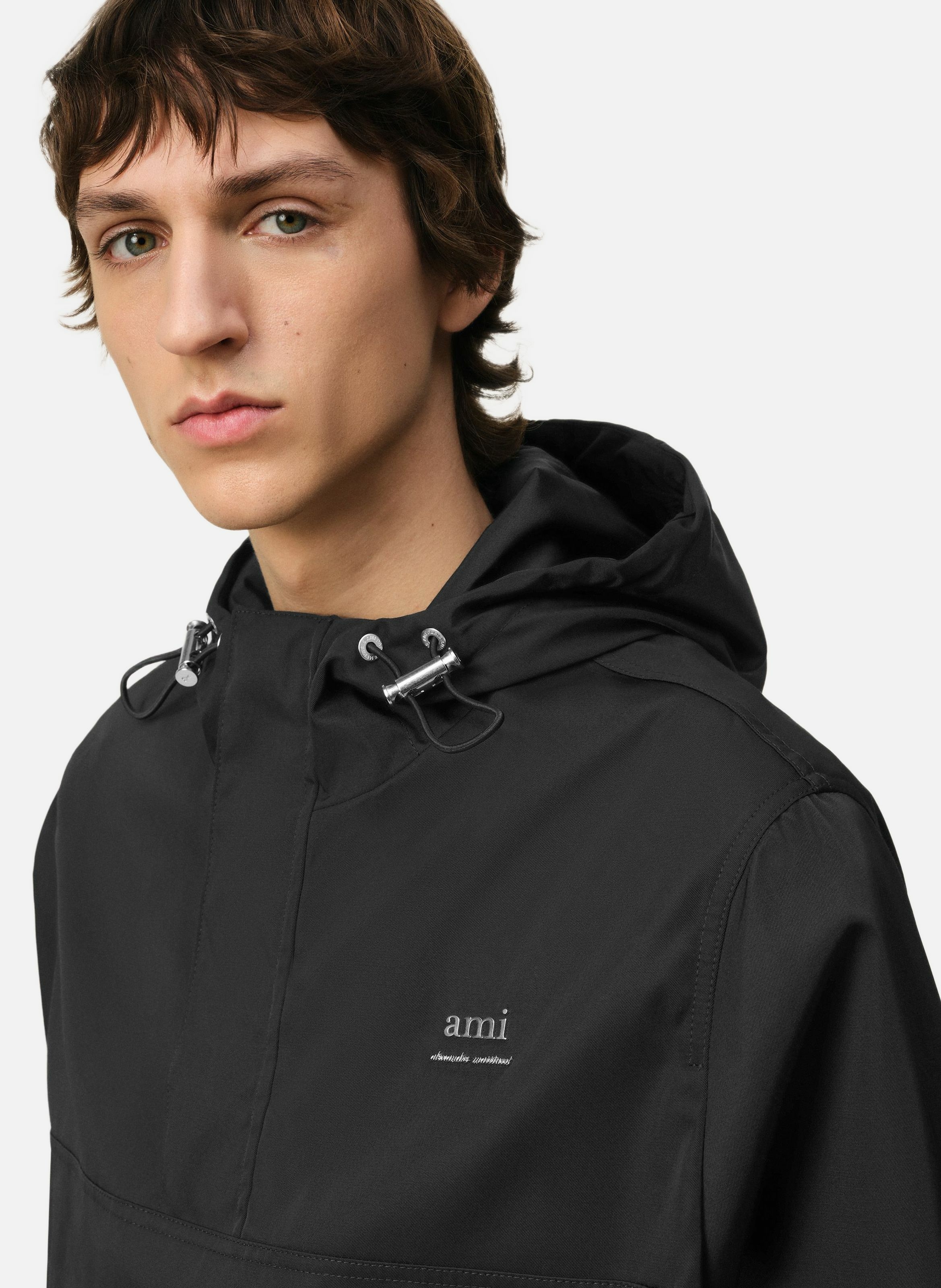 Coupe vent a capuche ami alexandre mattiussi unisexe AMI PARIS Noir